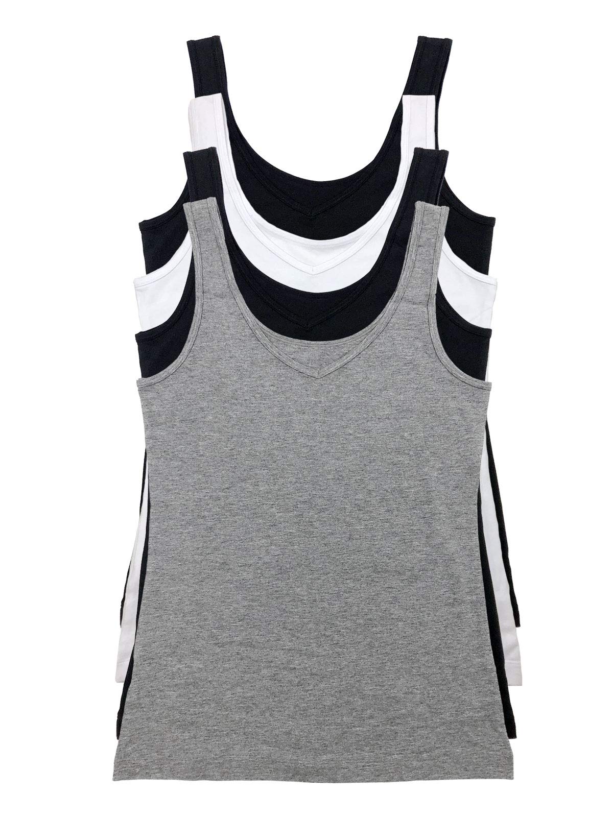 Felina Reversible Cotton Women's Tank Top 4-Pack - Soft Breathable Summer Tops for Casual Wear, Gym & Layering