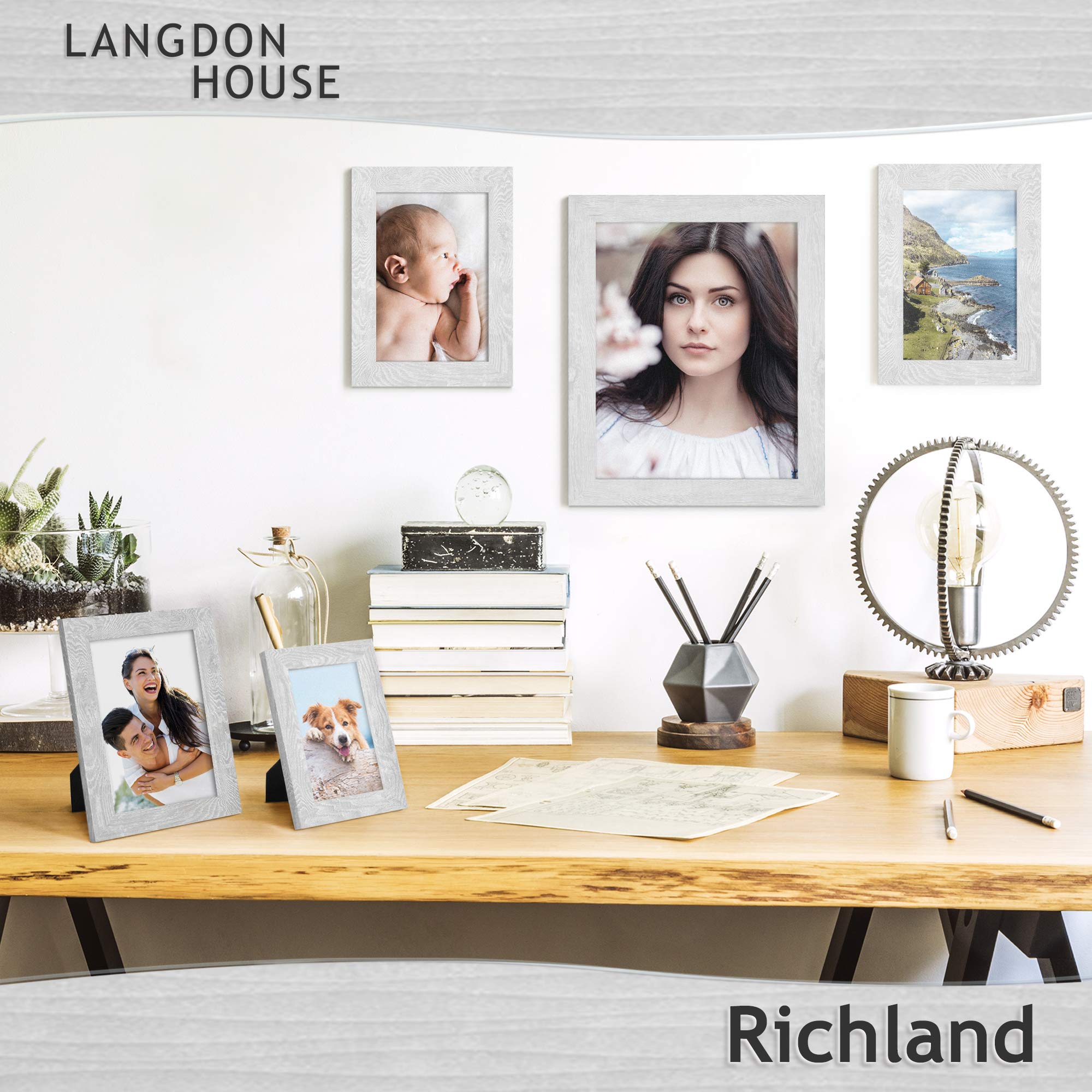 Premium Langdon House 8x10 Picture Frames - 6 Pack Ash Gray Woodgrain Style for Wall & Tabletop Display - Perfect for Family Photos, Artwork, and Home Decor (Richland Collection)