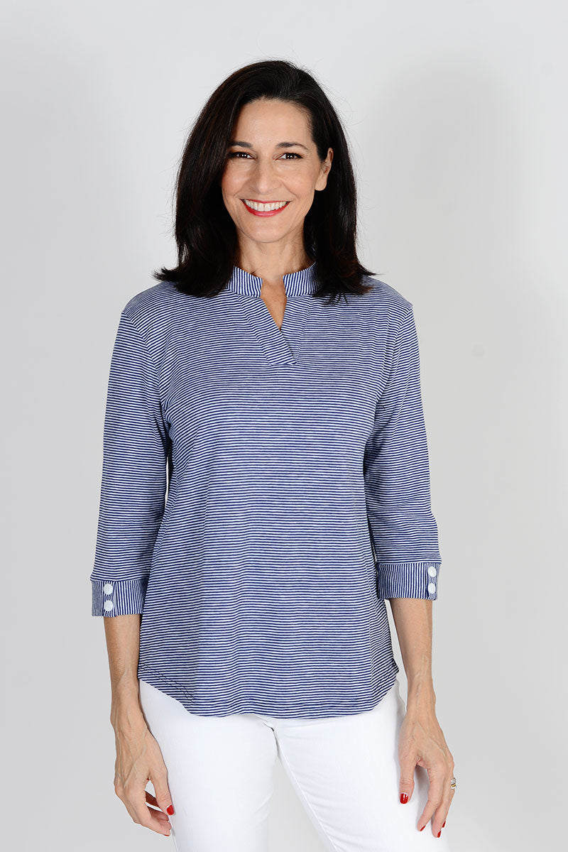 Stylish Striped Button Cuff Blouse for Women | Fashionable Long Sleeve Tops | Perfect for Office, Casual Wear & Date Nights