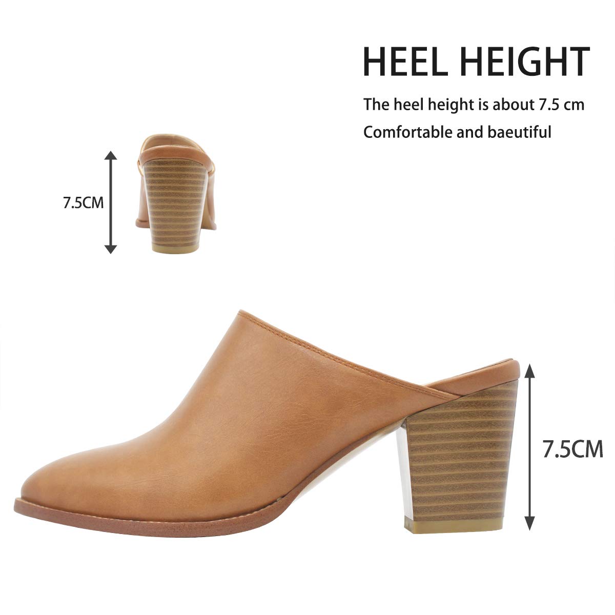Maypie Women's Chunky Heel Mules & Clogs - Closed Toe Bootie Pumps Slides Shoes for Casual Wear, Office & Date Night Outfits