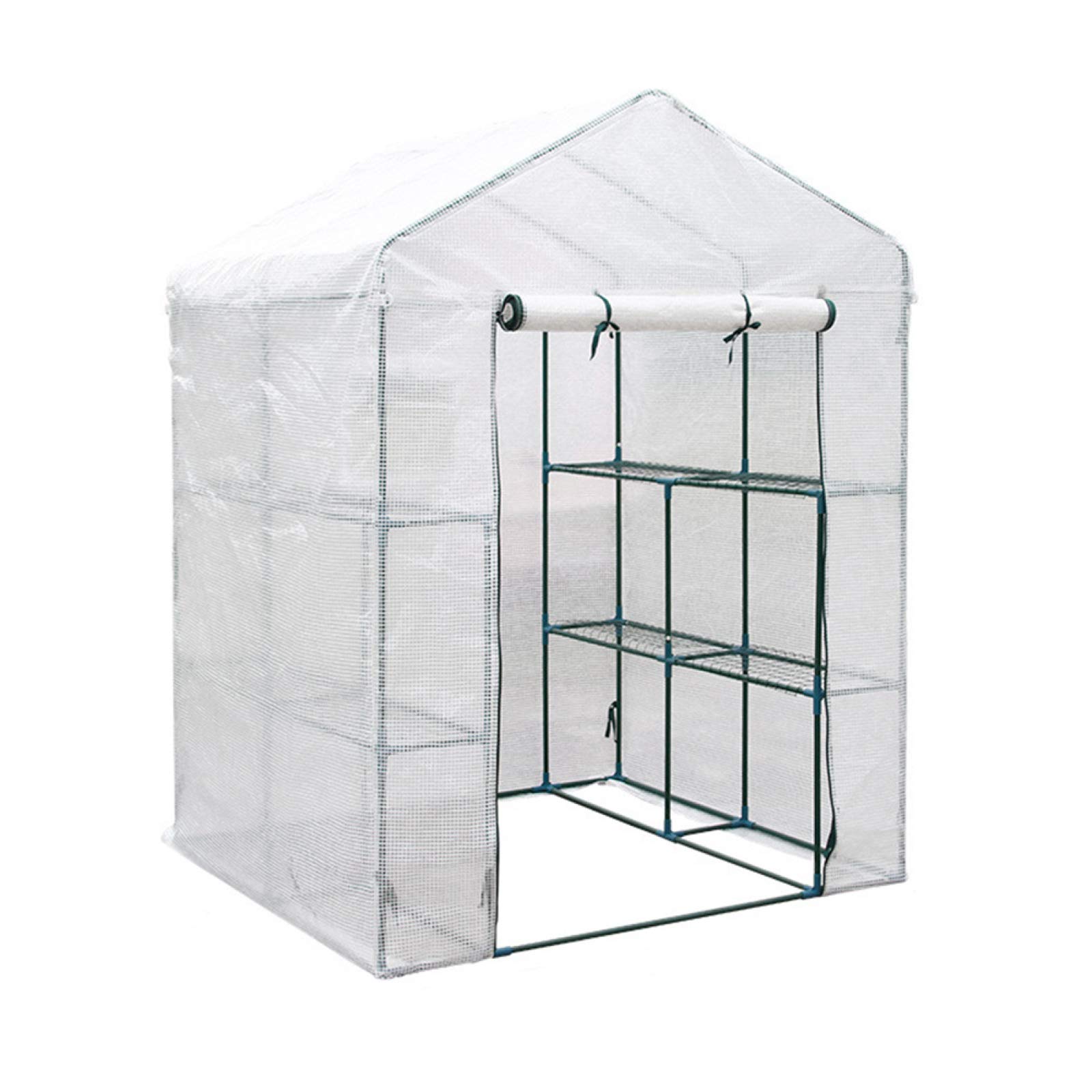 JLDNC Mini Walk-in Greenhouse with PE Cover & Roll-Up Zipper Door - 56x56x77 Inch Waterproof Garden Greenhouse for Patio, Backyard & Home - Perfect for Seed Starting, Plant Protection & Year-Round Gardening