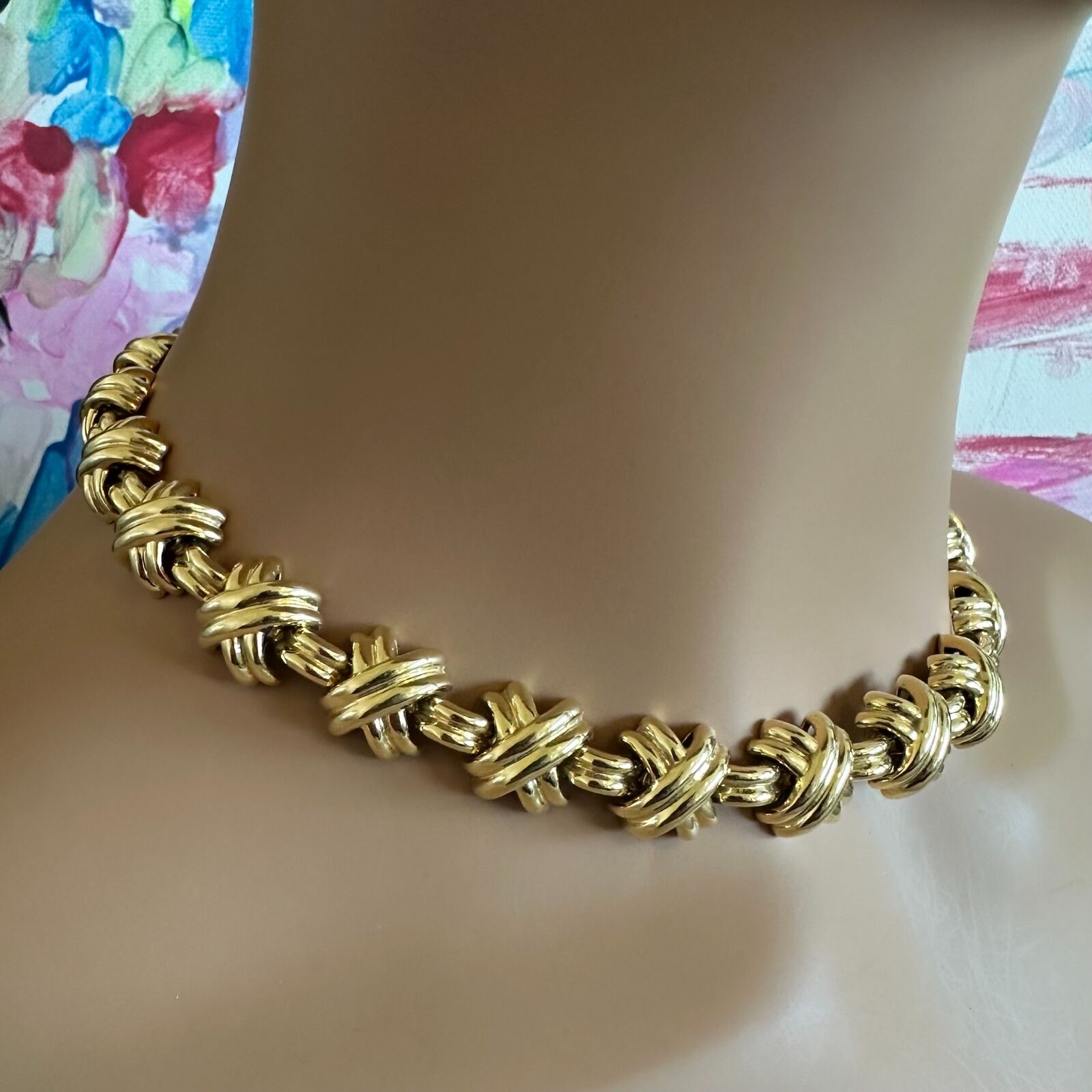 Vintage Tiffany & Co. 18k Yellow Gold Large X Classic Signature Necklace | Elegant Jewelry for Women | Perfect for Weddings, Anniversaries & Special Occasions