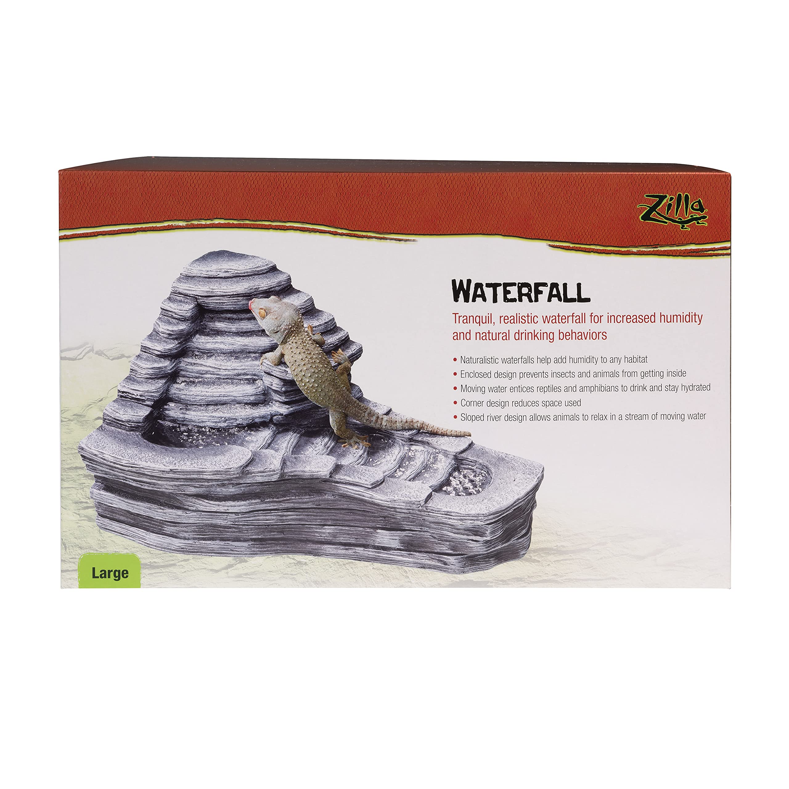 Zilla Pet Reptile Terrarium Waterfall Décor - Large Size Reptile Habitat Accessory for Lizards, Frogs & Snakes - Perfect for Tropical Terrarium Setup & Natural Habitat Simulation