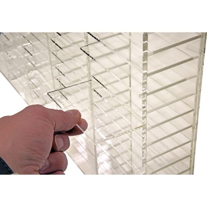 Kingdom TMOV100 Acrylic Wall Mount 100-Slot Movable Divider Organizer - Perfect for Cassette Tapes, Stamp Pads, Playing Cards & Card Decks Storage | Space-Saving Wall Display for Home, Office & Collectors