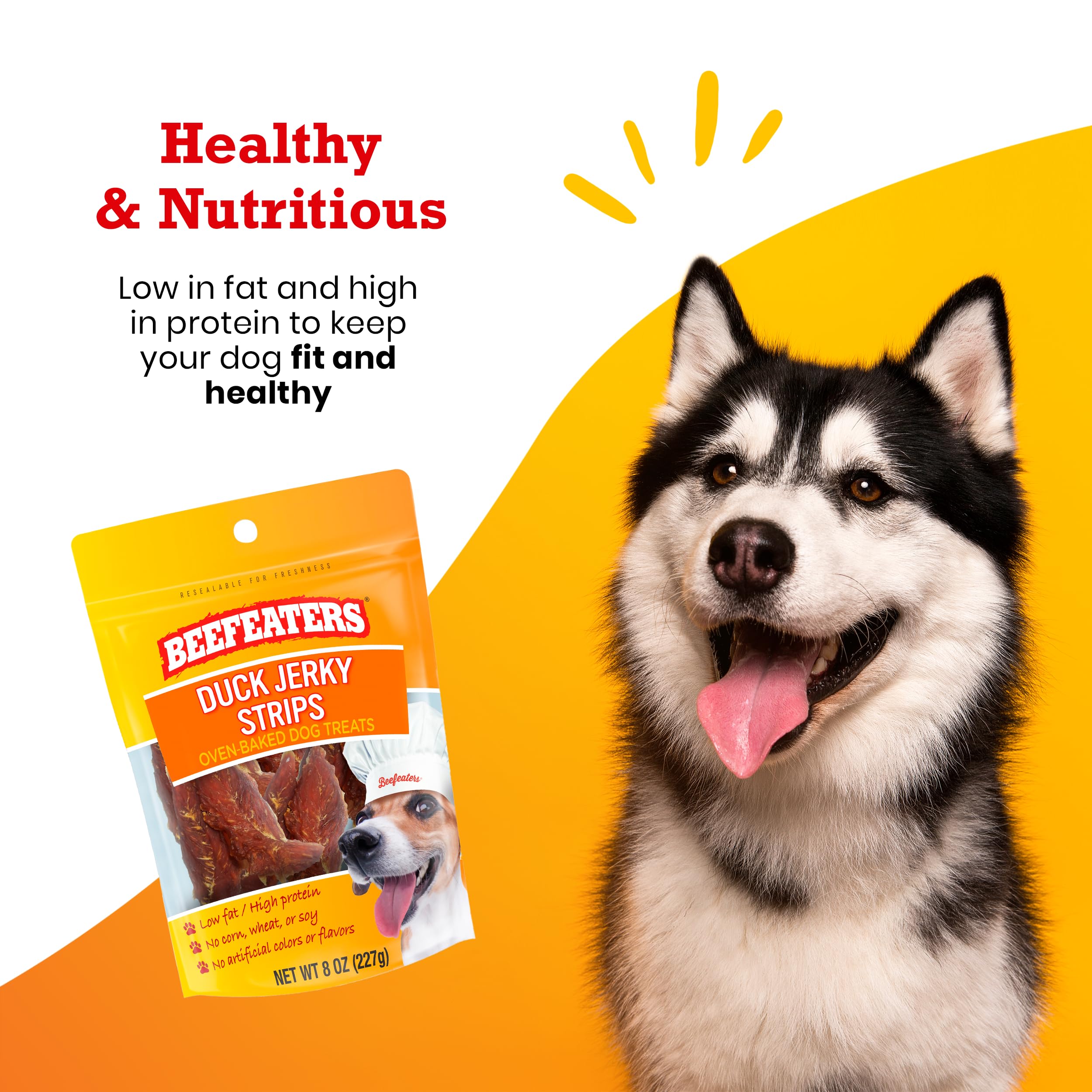 Premium Duck Jerky Dog Treats 8oz - All-Natural, Grain-Free, High Protein & Low Fat | Made with Real Duck as #1 Ingredient | No Corn, Wheat, Soy or Gluten | Perfect Training Treats for Small, Medium & Large Dogs | Great for Obedience Training, Reward Snacks & Outdoor Adventures