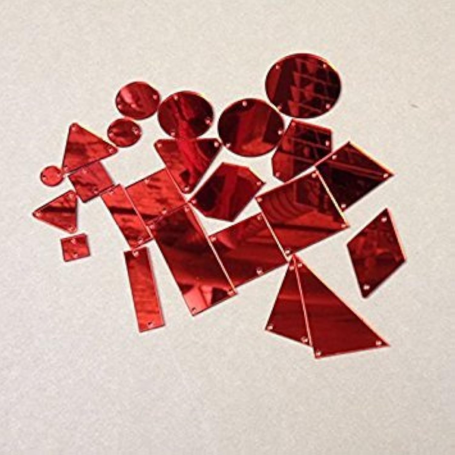 Flat Back Red Acrylic Rhinestones with Holes - Sew On Mirror Crystal Beads for DIY Wedding Dresses, Clothing, Bags & Shoes Decoration - Perfect for Costume Jewelry, Bridal Accessories and Craft Projects