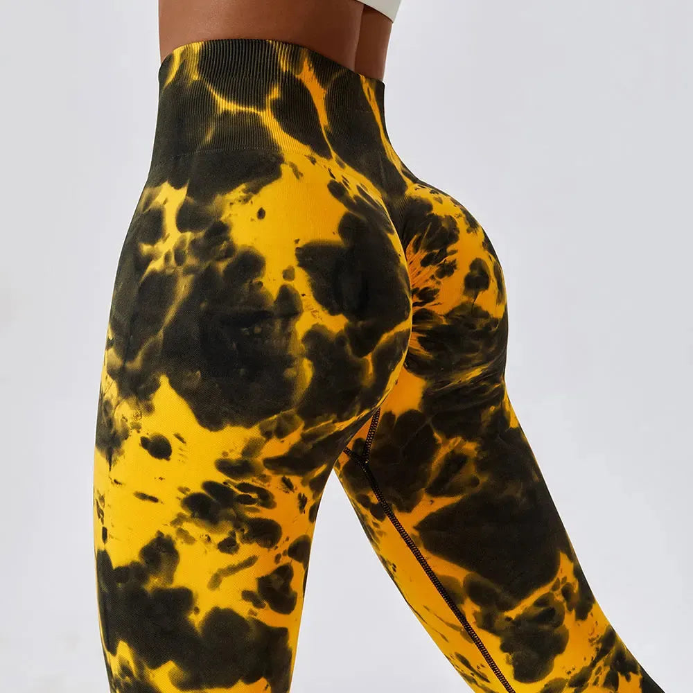 Seamless Tie-Dye Yoga Pants for Women - High Waist Workout Leggings, Push Up Gym Tights, Fitness & Running Sports Wear - Perfect for Yoga, Pilates, Gym and Casual Wear