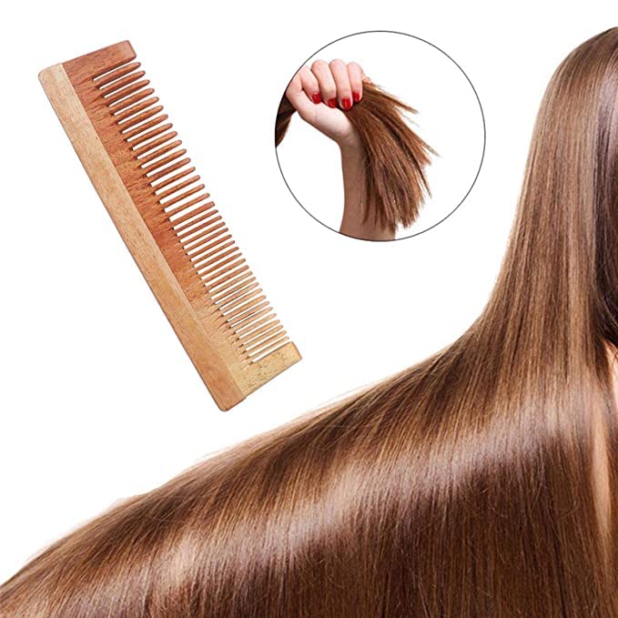 Natural Neem Wooden Comb for Men, Women & Kids - Anti-Dandruff, Hair Growth, Non-Static, Wide Teeth Design - Perfect for Daily Hair Care & Scalp Massage at Home