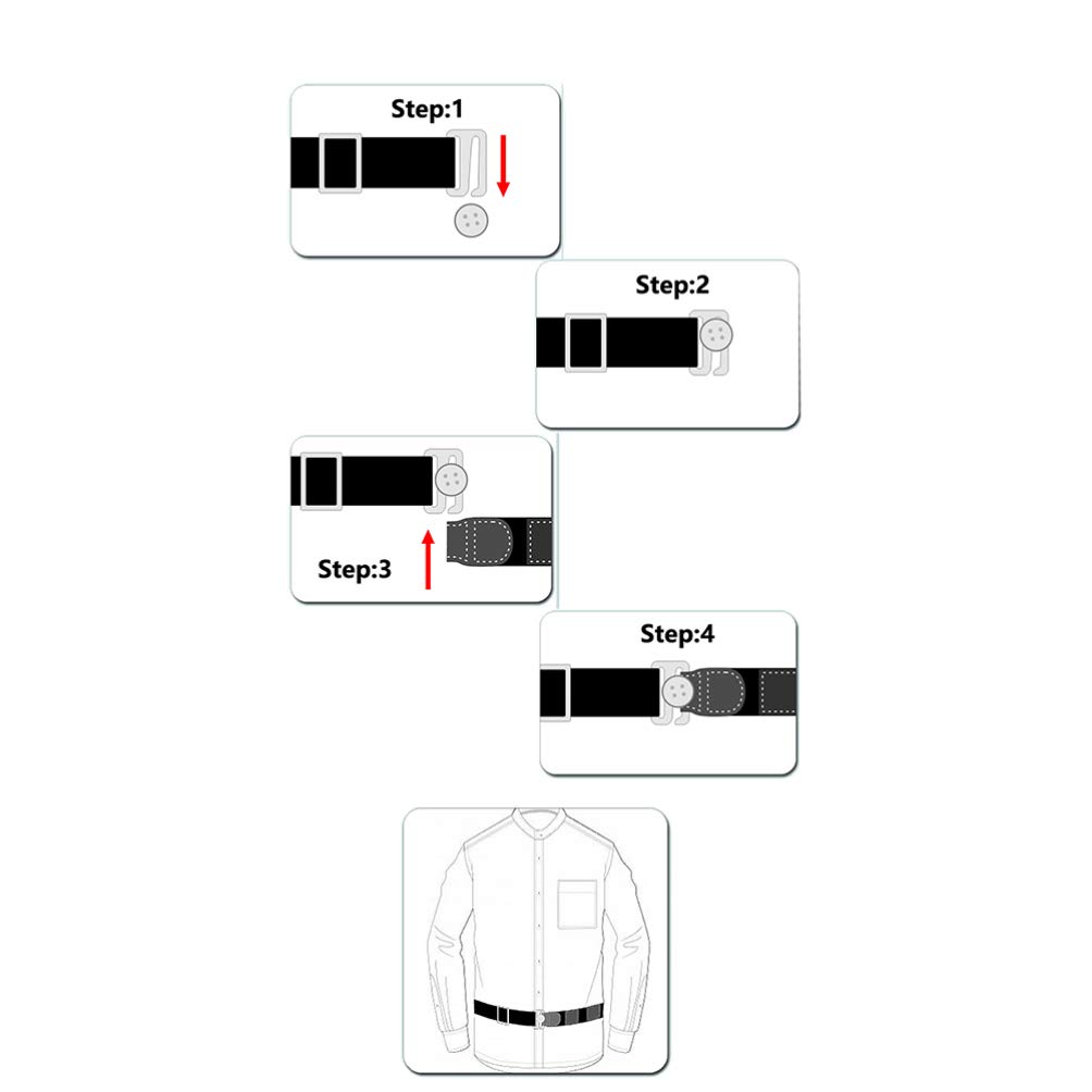 EXCEART Wrinkle-Free Women's Blouse with Adjustable Shirt Lock & Belt - Men's T-Shirt Elastic Shirt Holder for Office, Business & Formal Wear