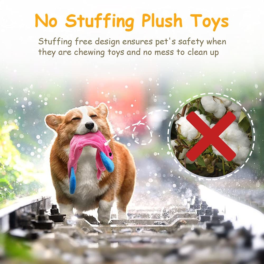 Durable No-Stuffing Dog Chew Toys with Crinkle & Squeaky Sounds - Teething Toys for Small, Medium & Large Breed Puppies - Interactive Plaything for Aggressive Chewers - Perfect for Birthday Gifts, Training & Playtime