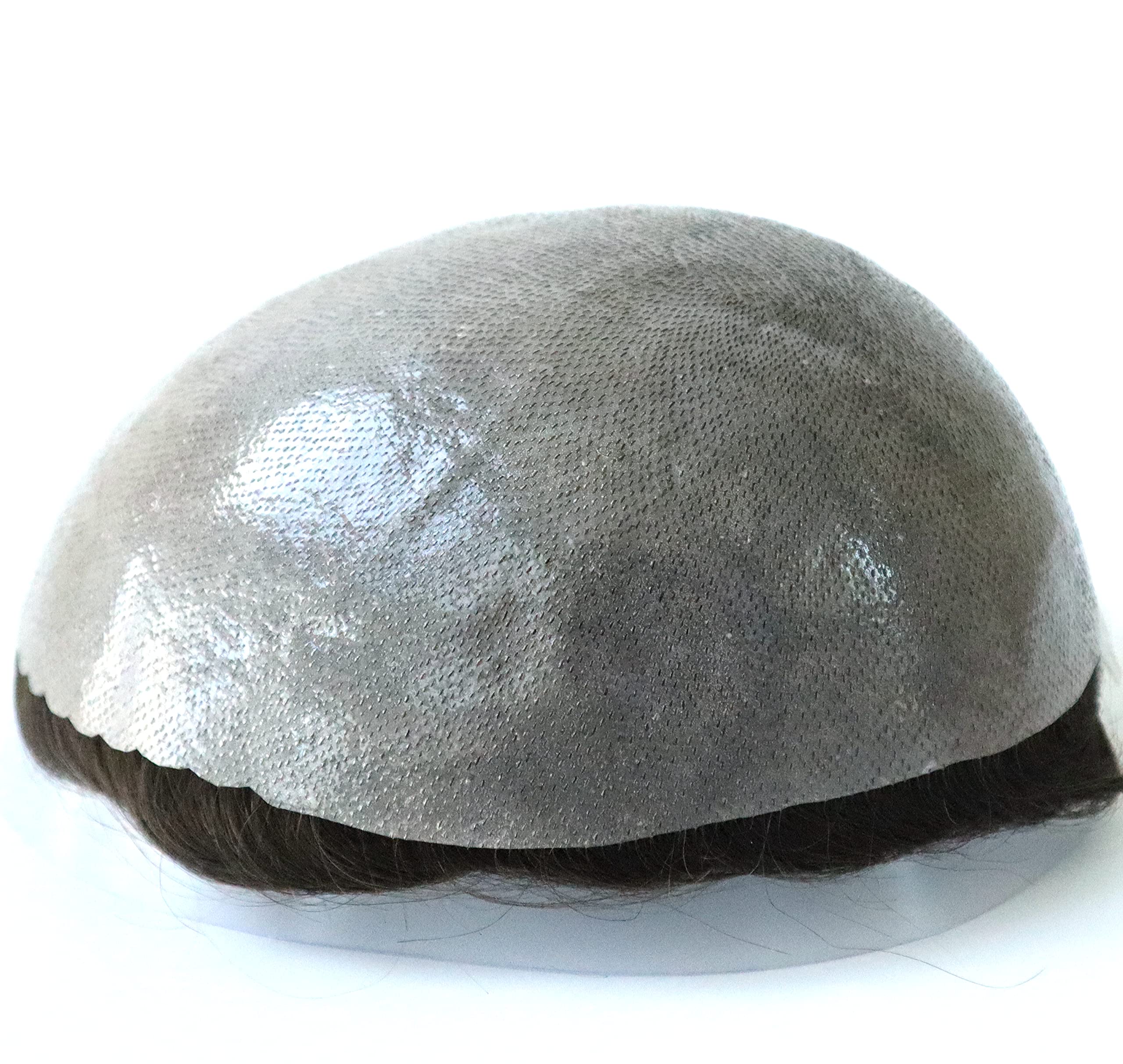 Premium Men's Toupee - 0.12mm V-Loop Human Hair Replacement System with Scalloped Front & Natural Hairline - Dark Brown (#2) - Ideal for Daily Wear, Special Occasions & Hair Loss Solutions