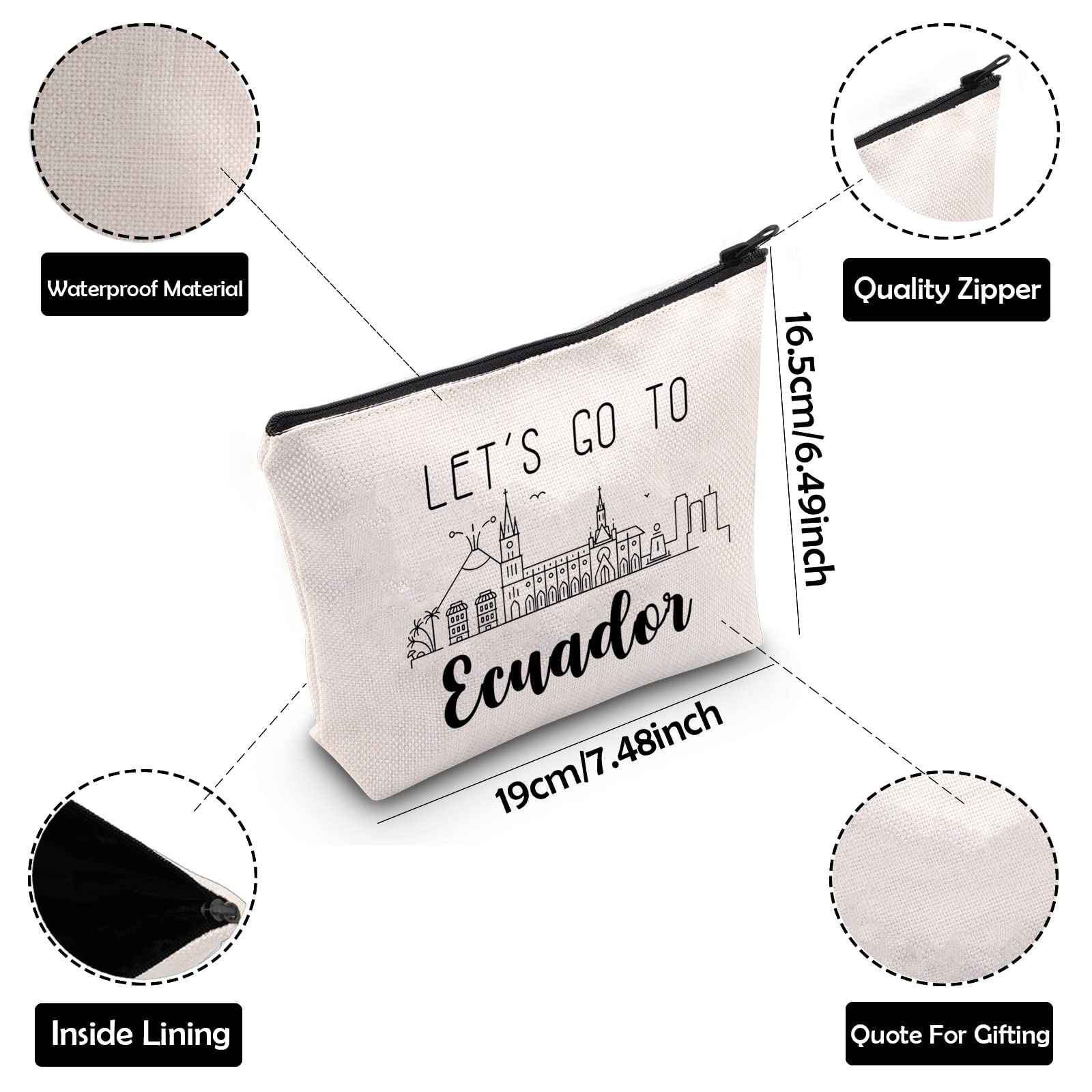 **Premium Ecuadorian Cosmetic Bag with City Skyline Design - Waterproof Toiletry Travel Case for Women & Men - Perfect for Trips, Gifts & Souvenirs from Ecuador (Great for Air Travel, Beach Vacations & Daily Use)**