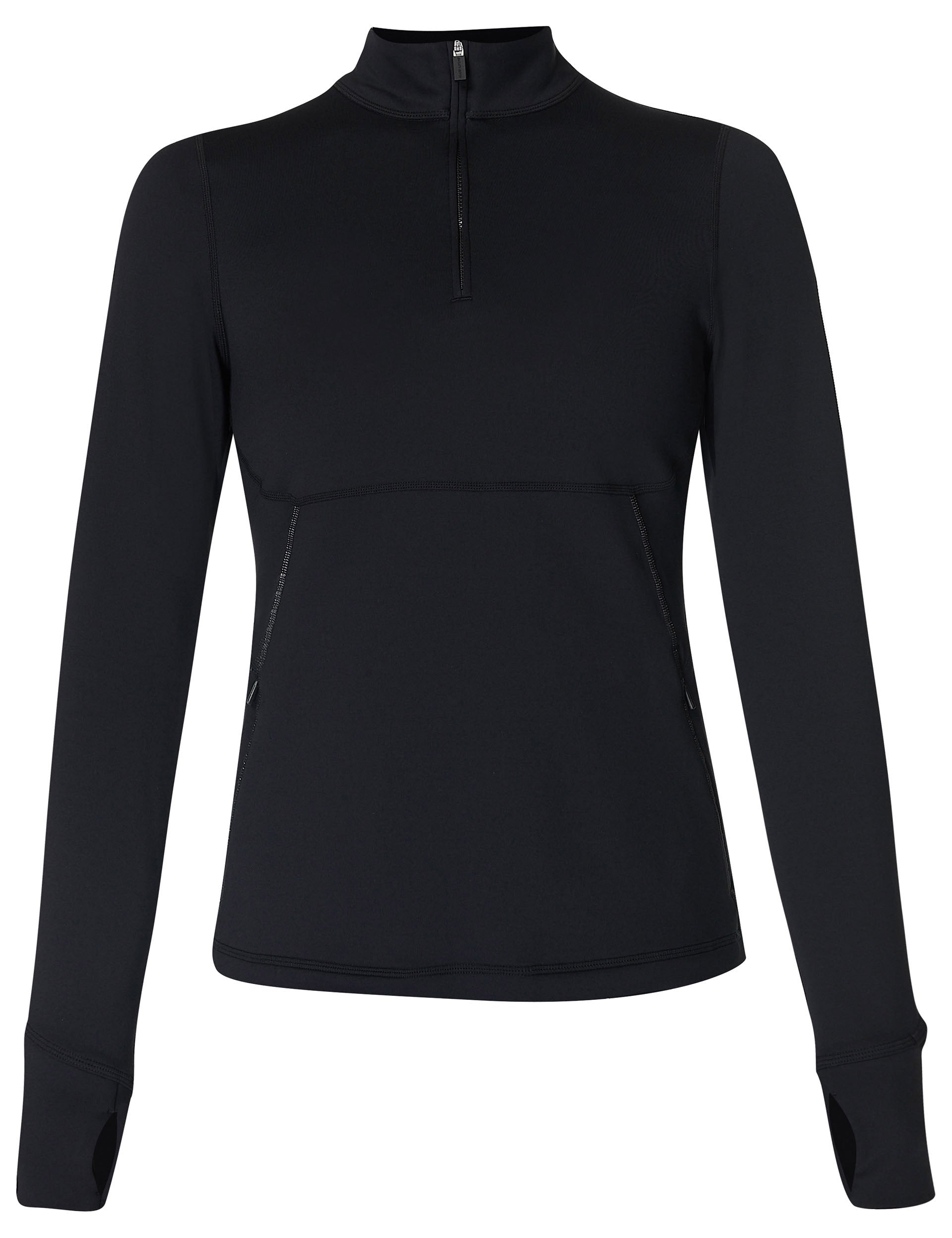 Therma Boost Running Half Zip Jacket for Men & Women - Lightweight Thermal Performance Top for Cold Weather Running, Hiking & Outdoor Sports - Black