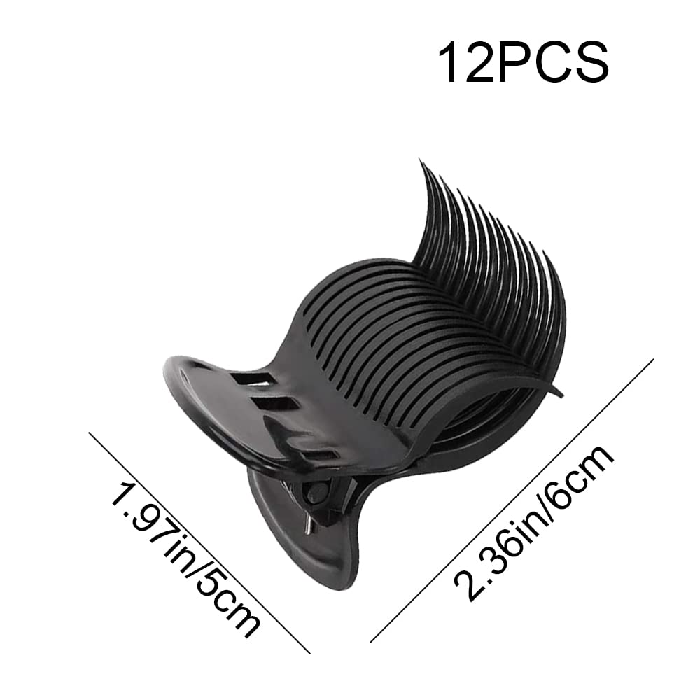 12 Pcs Heat Resistant Plastic Hair Roller Clips - Lightweight Curler Claw Clips for Salon & Home Use - Durable Replacement Rollers for Curling, Styling & Hair Care (Black)