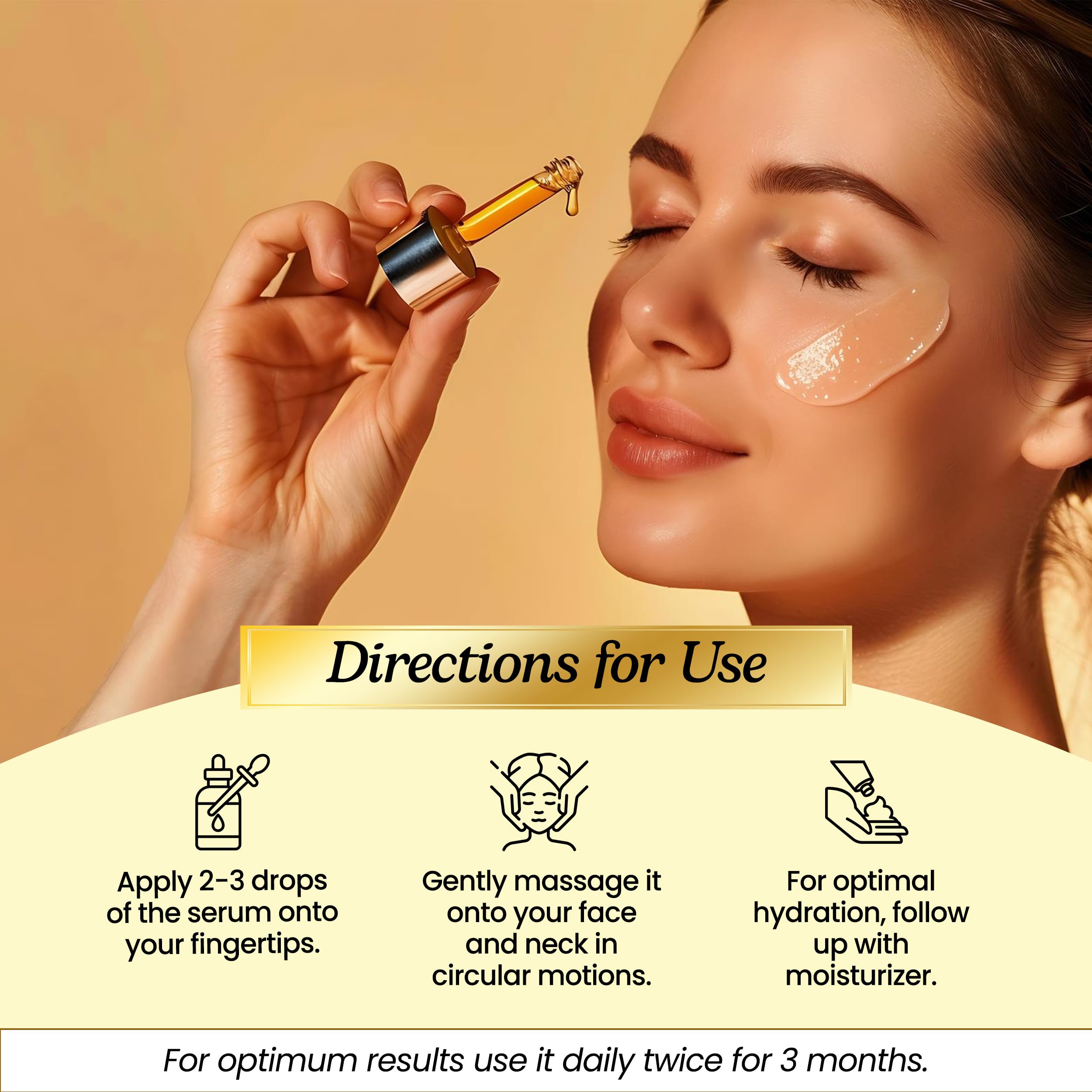 Lio Cosmeds Golden Glow Face Serum with Vitamin C, E, 24K Gold & Glutathione - Brightening, Anti-Aging, Wrinkle Reduction for Dry & Normal Skin | 30ml | Perfect for Night Routine & Daily Skincare Regimen