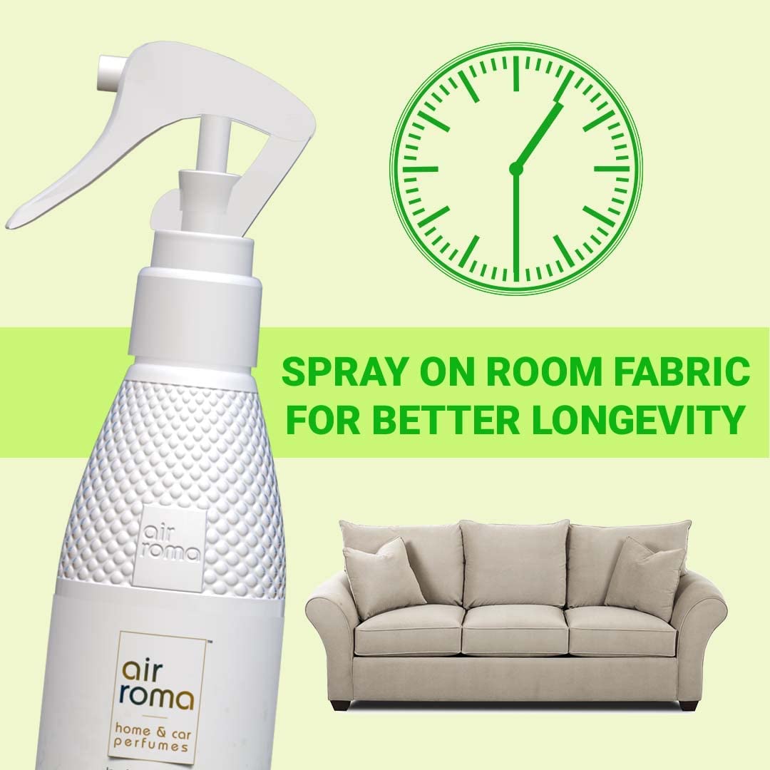 Natural AIR-ROMA Lemongrass & Jasmine Scented Air Freshener Spray - Long Lasting Odor Eliminator for Home, Office, Bathroom, Living Room & Hotel (2 Pack, 200ml Each) | Perfect for Freshening Small Spaces, Cars & Work Desks