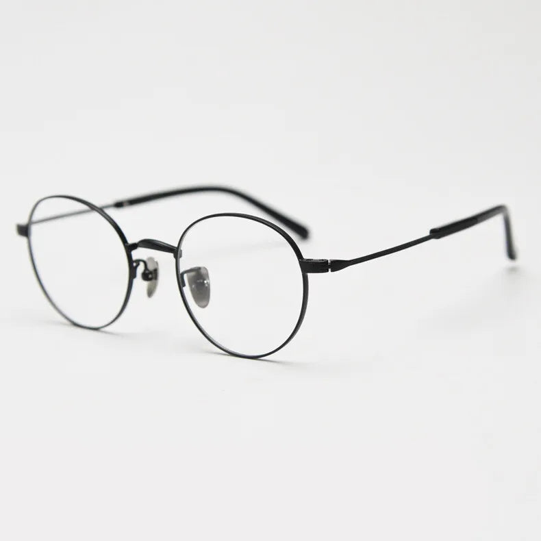 CCspace Unisex Full Rim Round Titanium Eyeglasses Frame - Lightweight Durable Glasses for Men & Women - Perfect for Reading, Driving & Daily Wear (Model 300779)