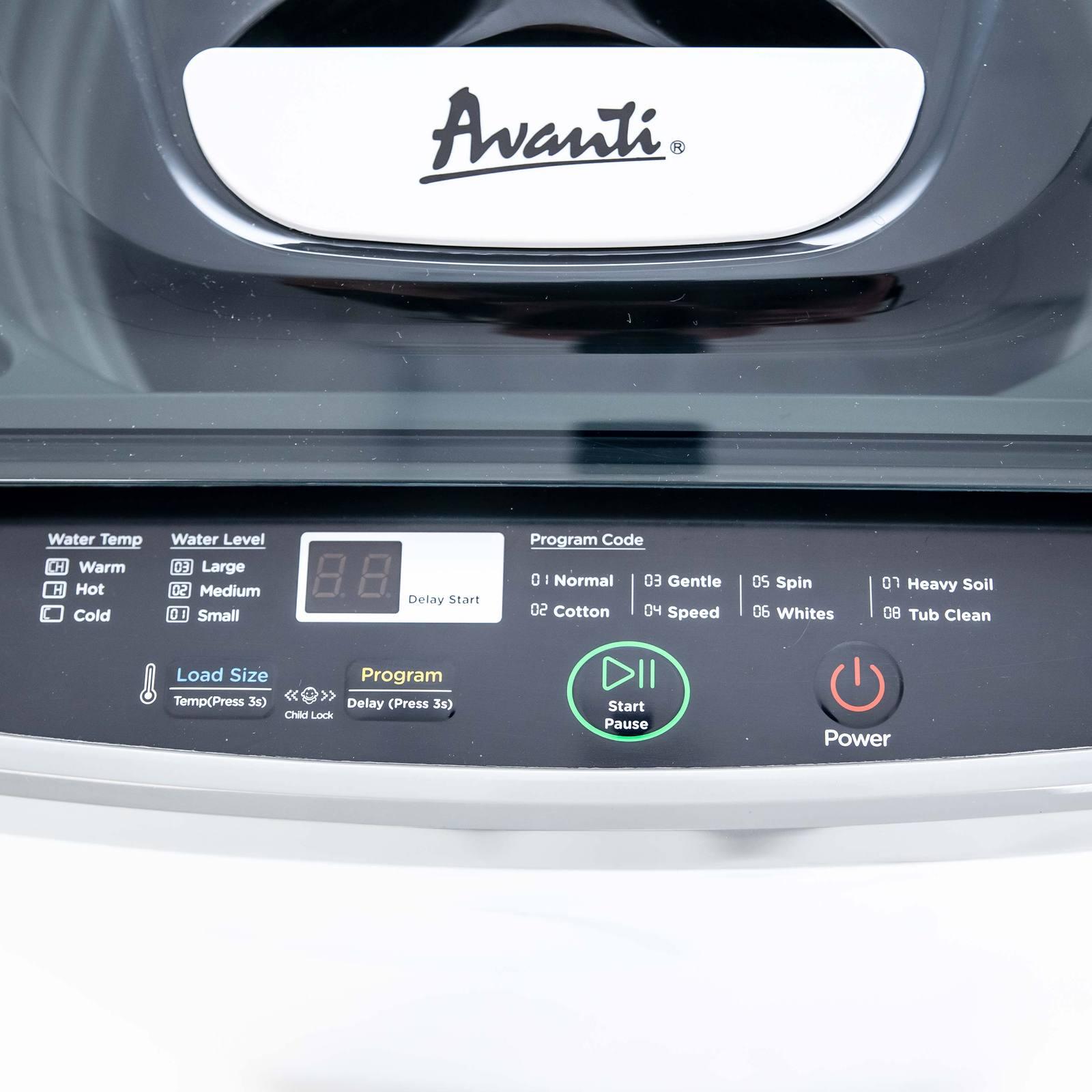 Avanti CTW14X0WIS 1.38 Cu. Ft. Compact Washing Machine - Portable Washer for Apartments, RVs & Small Spaces - Energy Efficient Laundry Solution