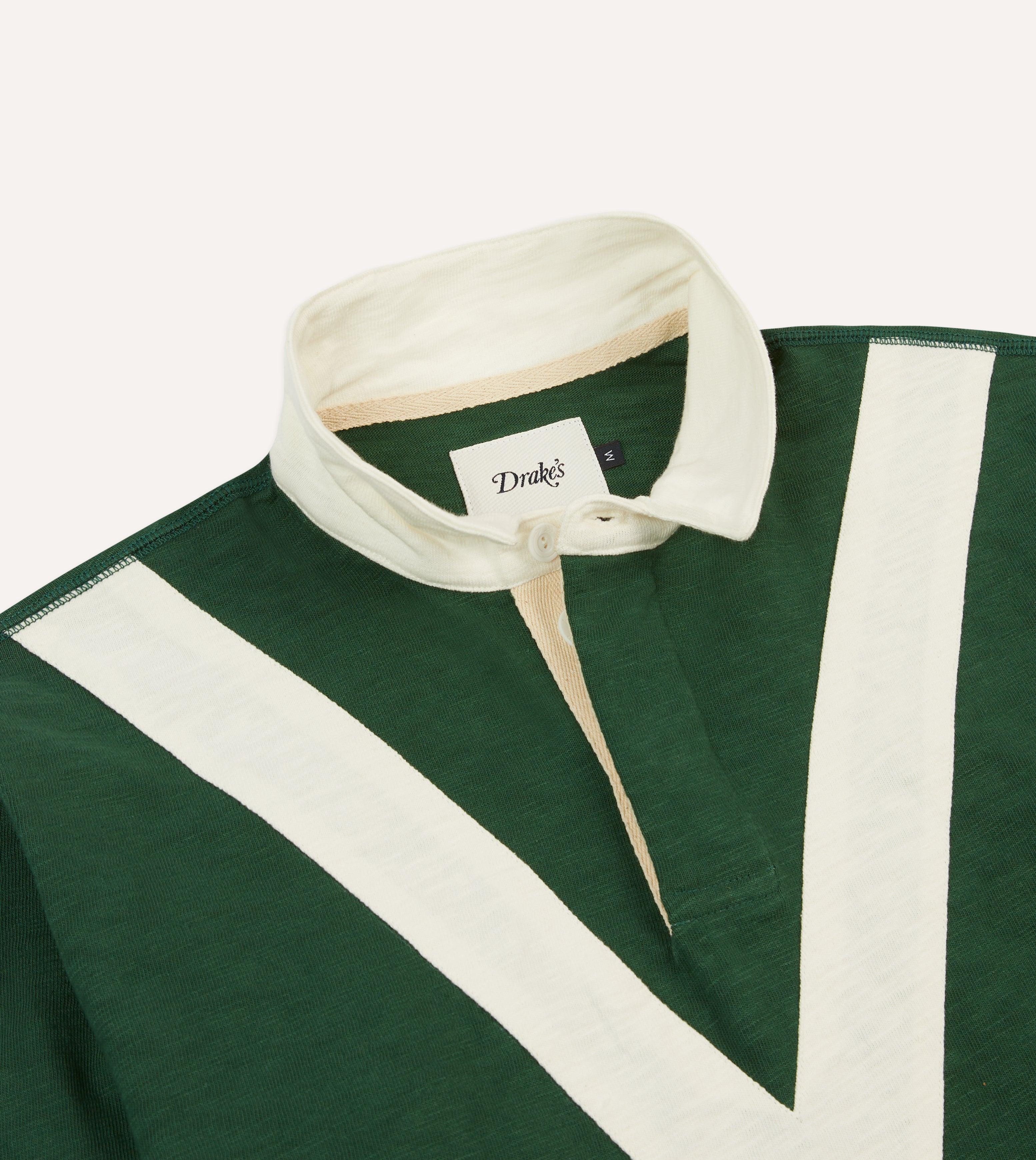 Eco-Friendly Green and Ecru Chevron Flamé Cotton Rugby Shirt for Men – Casual Wear, Sports, and Outdoor Activities