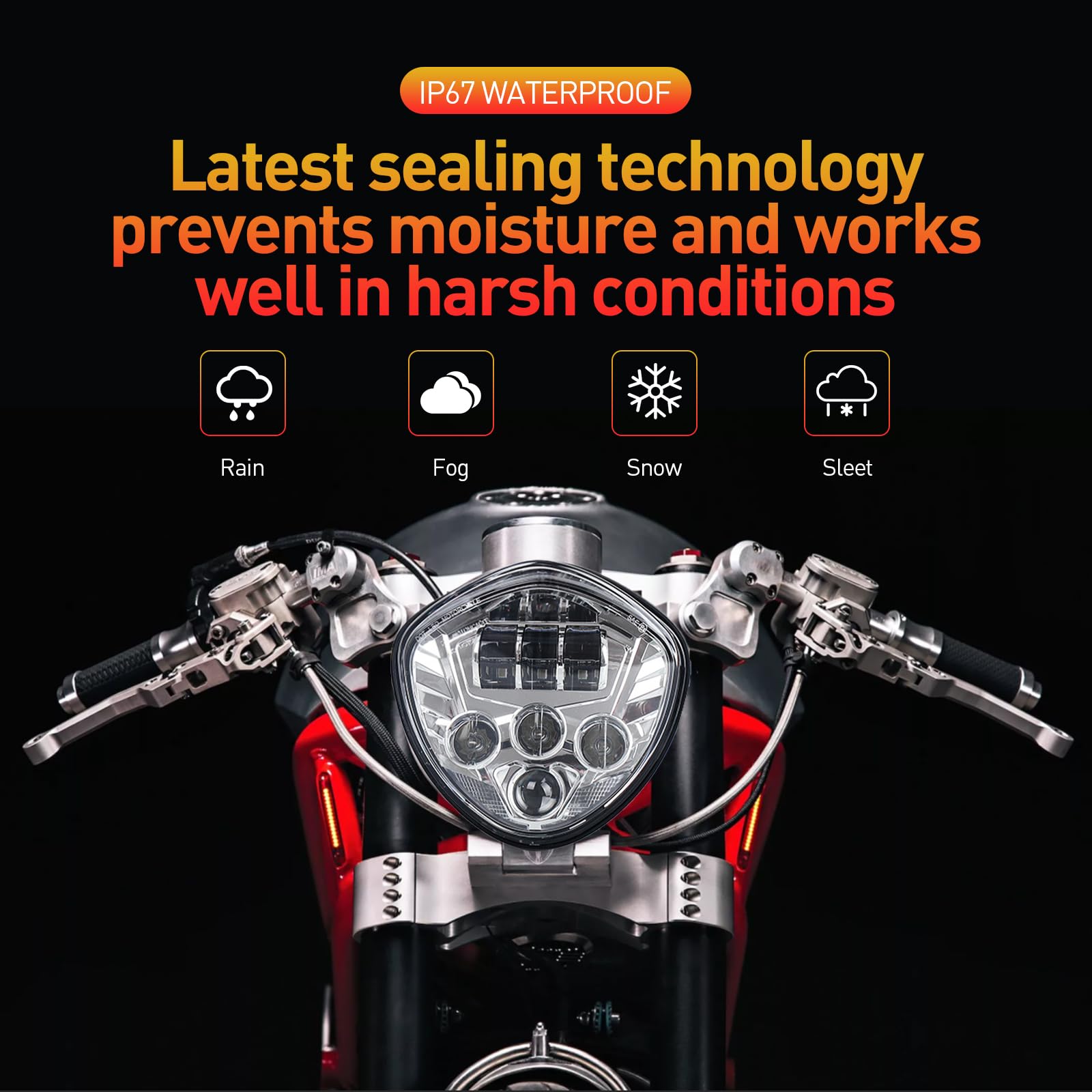 7 Inch LED Motorcycle Headlight - High/Low Beam with White & Red DRL - Universal Mounting Bracket for Harley, Kawasaki, Suzuki, Yamaha, Ducati, Victory, Honda - Perfect for Night Riding and Off-Road Adventures