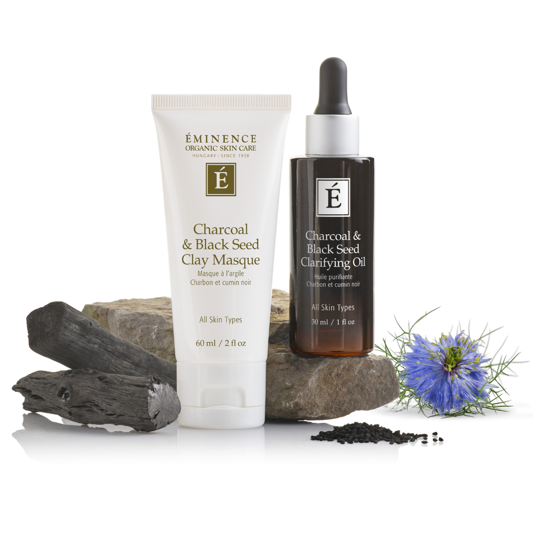 Eminence Organics Charcoal & Black Seed Clay Mask - Deep Cleansing & Detoxifying Facial Treatment for Oily & Acne-Prone Skin | Perfect for Spa Nights & Self-Care Routines