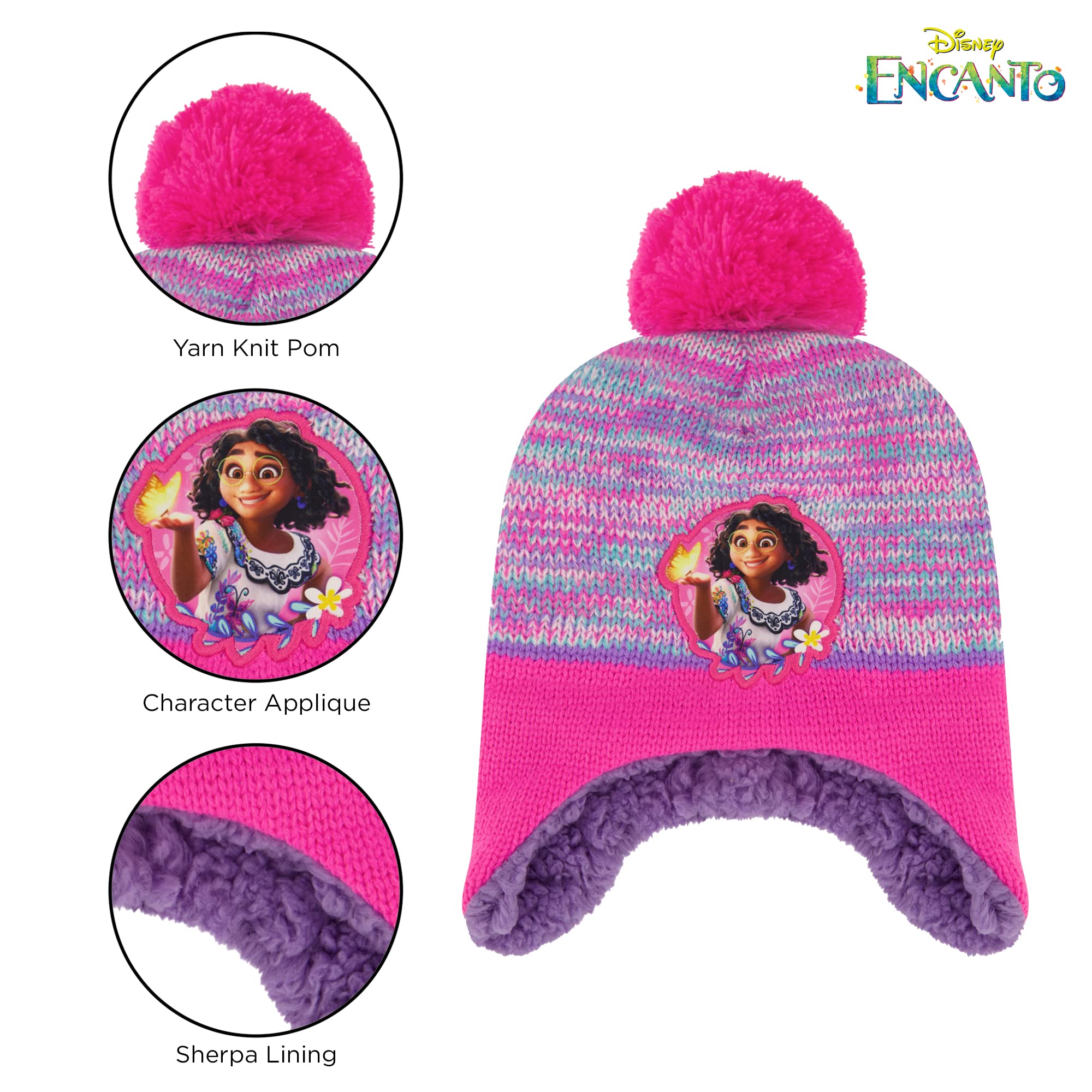 Disney Toddler Winter Hat and Mittens Set for Girls Ages 2-4 | Encanto Kids Gloves and Hat Set for Ages 4-7 | Cold Weather Accessories for Snow Play and Outdoor Activities