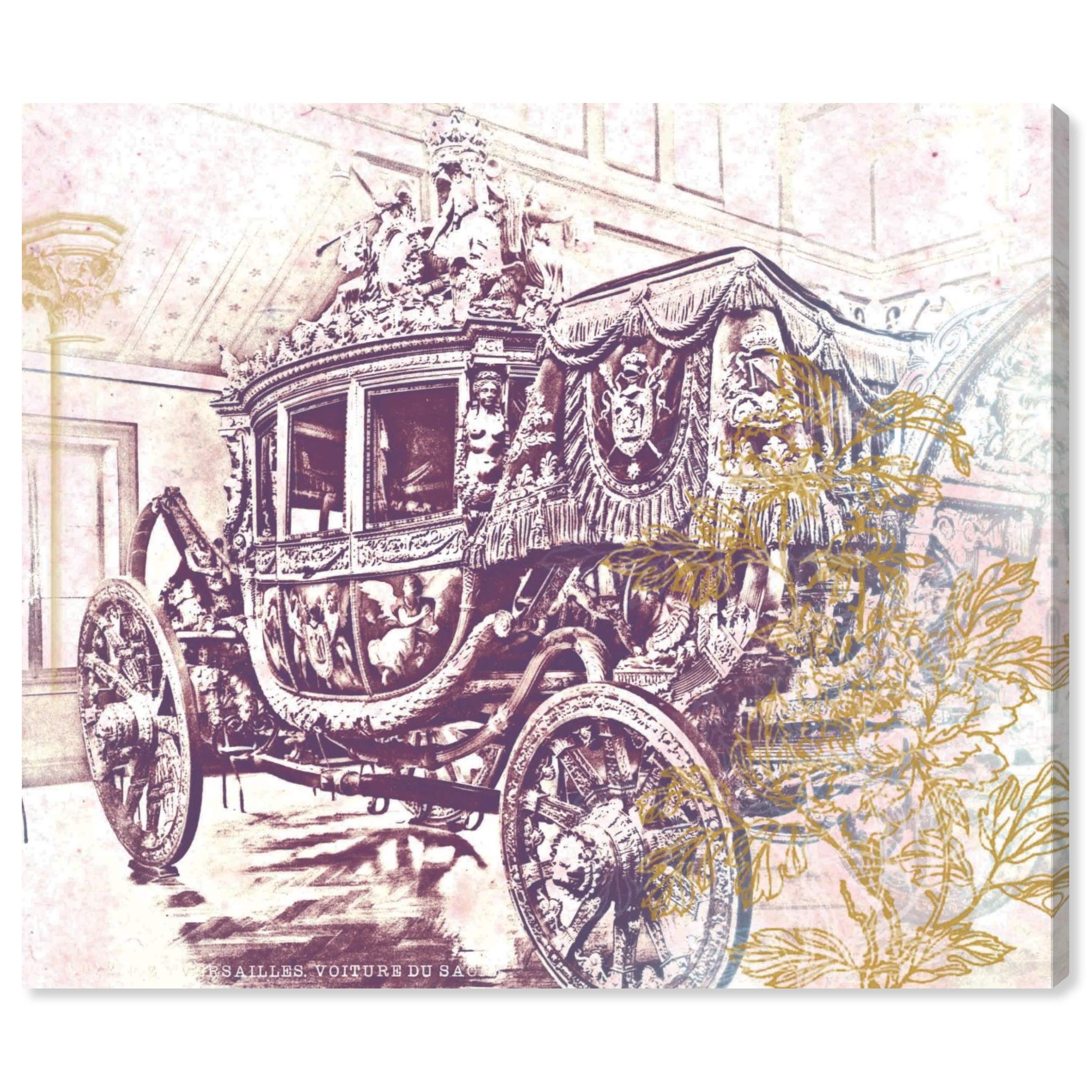 Oliver Gal Artist Co. 'Charles X Carriage' Classic Wall Art Canvas Print - 16x13 Inches Brown & Gold Home Decor - Perfect for Living Room, Bedroom & Office Wall Decor