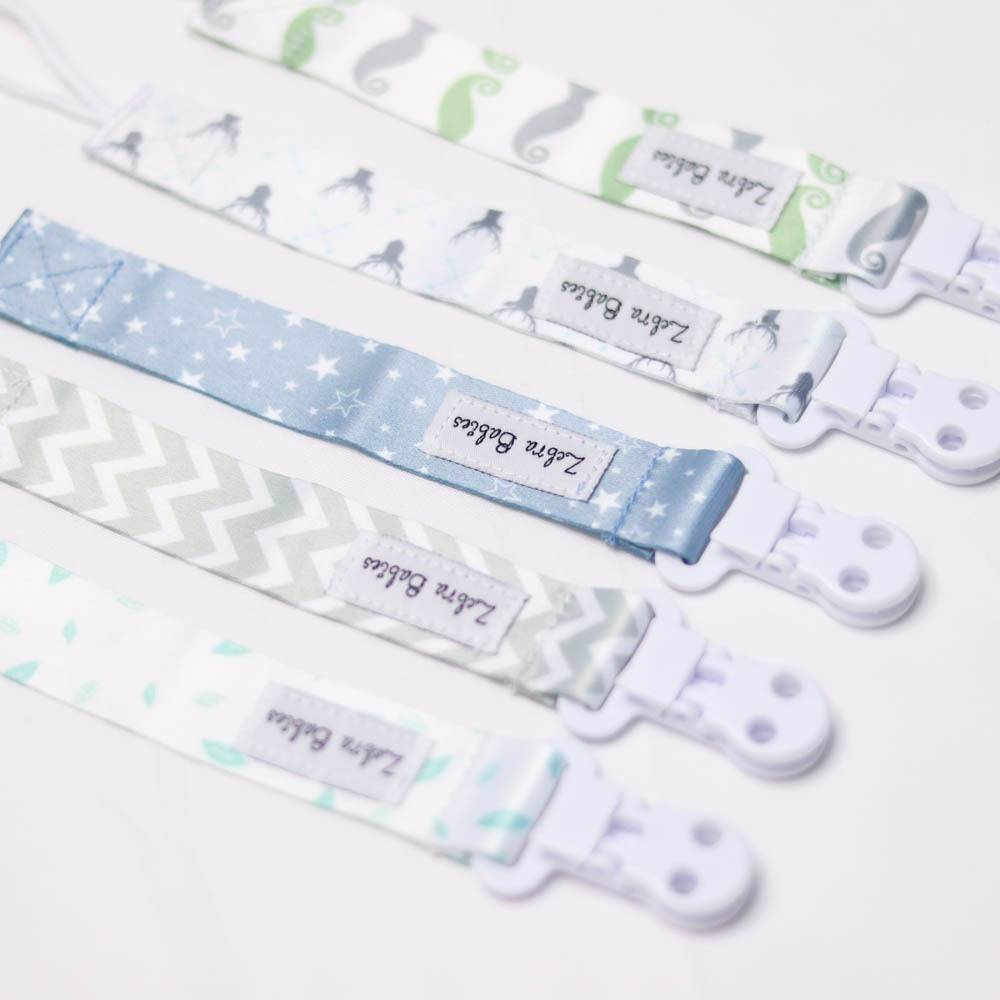 Zebra Babies Flexi Ribbon Pacifier Clip - Soft Silicone Dummy Holder for Newborns & Infants - Perfect for Strollers, Car Seats & Baby Carriers