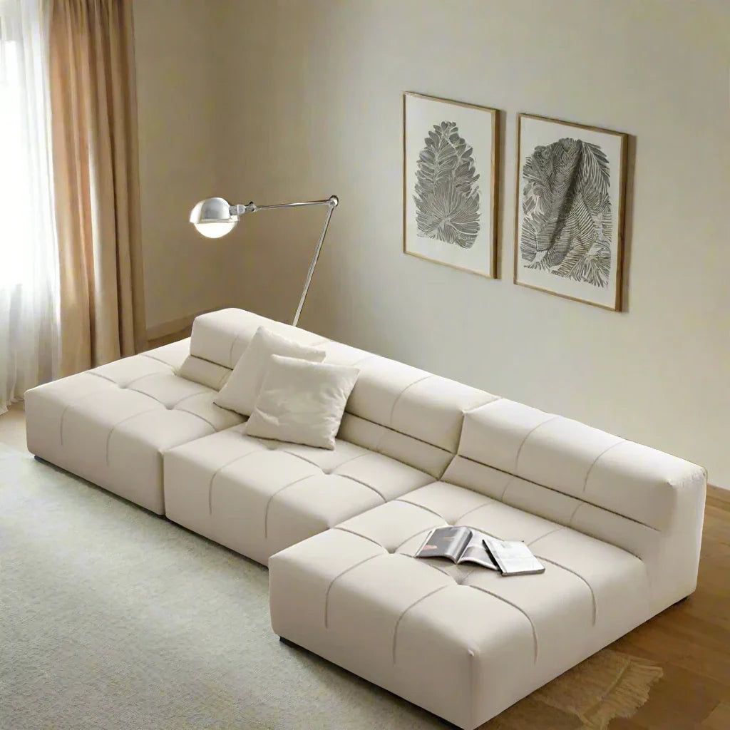 Modern Minimalist Luxury Sectional Sofa Set - Corner Couch for Living Room, Lounge & Home Theater - Soft Fabric Upholstery & Comfortable Seating