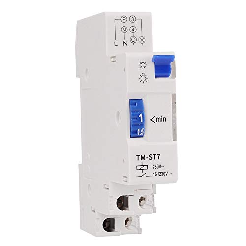 SINOTIMER TM-ST7 220V 7-Minute DIN Rail Mechanical Timer - 18mm Single Module Time Switch for Staircase Lighting & Home Automation (IEC Standard) | Perfect for Industrial Control, Energy Saving & Smart Home Systems