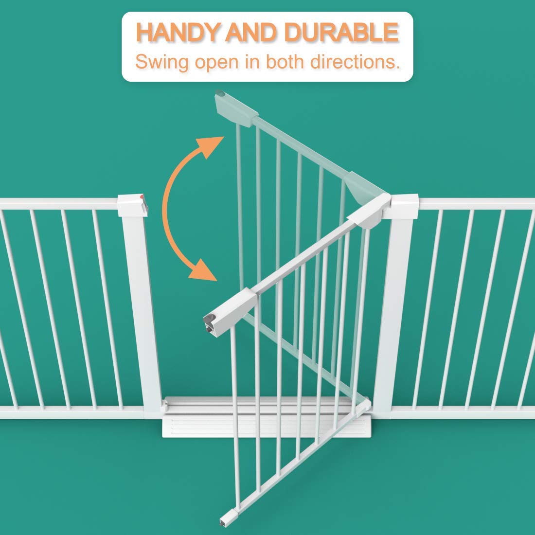 **Extra Wide or Narrow Baby Gate - Pressure Mounted Walk-Thru Child & Pet Safety Gate with Extensions (White, 62.60
