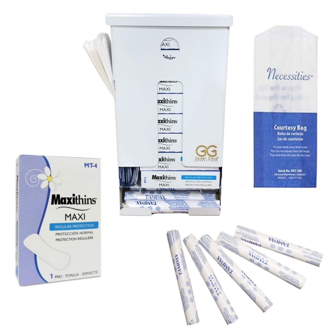 Sanitary Napkin & Tampon Dispenser Machine with Refill Kit - Stainless Steel Feminine Hygiene Product Vending Solution for Restrooms, Schools & Public Spaces