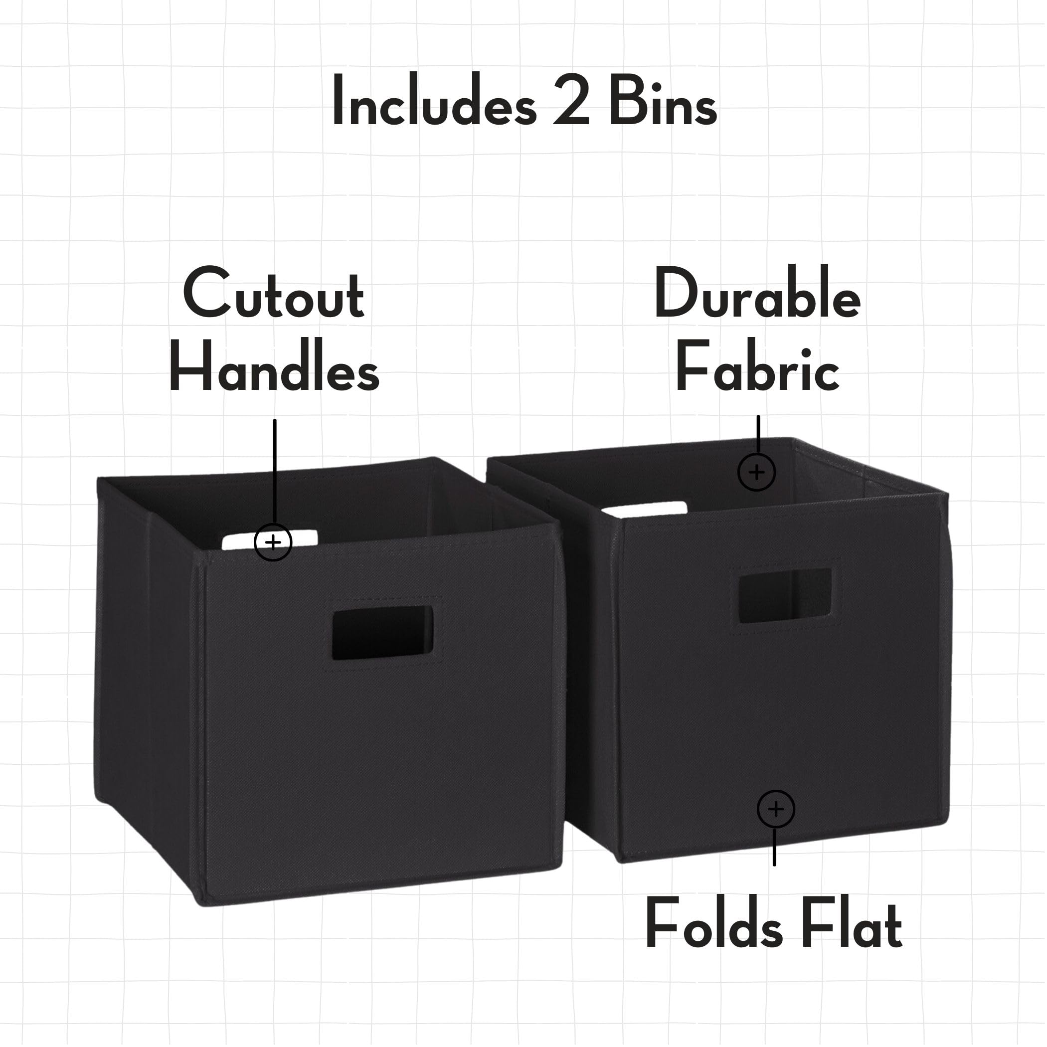 RiverRidge Kids Toy Storage Organizer Bench with 2 Black Fabric Bins - Playroom Cubby Storage for Toys, Books & Games - Perfect for Bedroom, Nursery or Daycare Organization