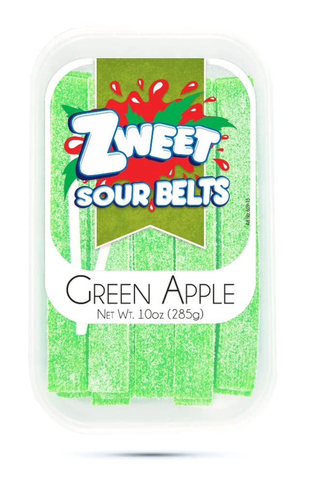 Sour Green Apple Candy Belts 10oz - Kosher & Halal Certified, Resealable Pack - Sweet & Tangy Licorice Belts for Parties, Snacking & Movie Nights