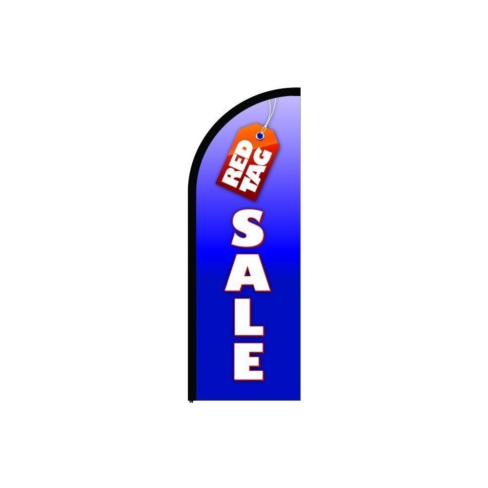 Red Tag Sale Sign Feather Flag - 11.5ft Pre-Printed Business Advertising Banner for Retail Stores, Car Dealerships & Outdoor Promotions