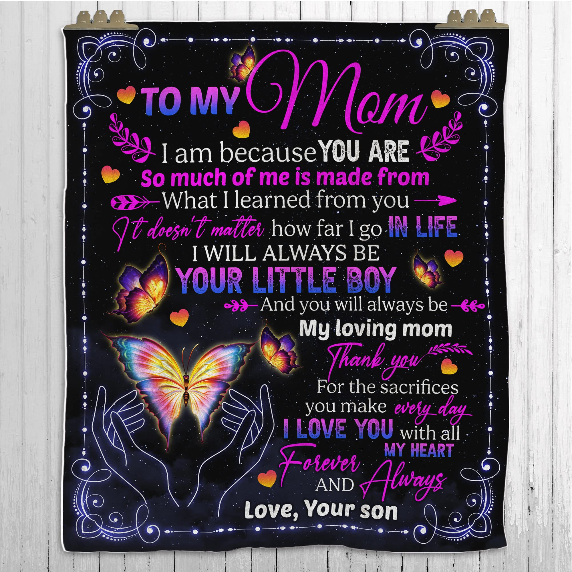 Personalized Floral Throw Blanket for Mom - Custom Woven Blanket with Name - Perfect Mother's Day & Birthday Gift from Daughter - Cozy Home Decor for Living Room, Bedroom & Nursery
