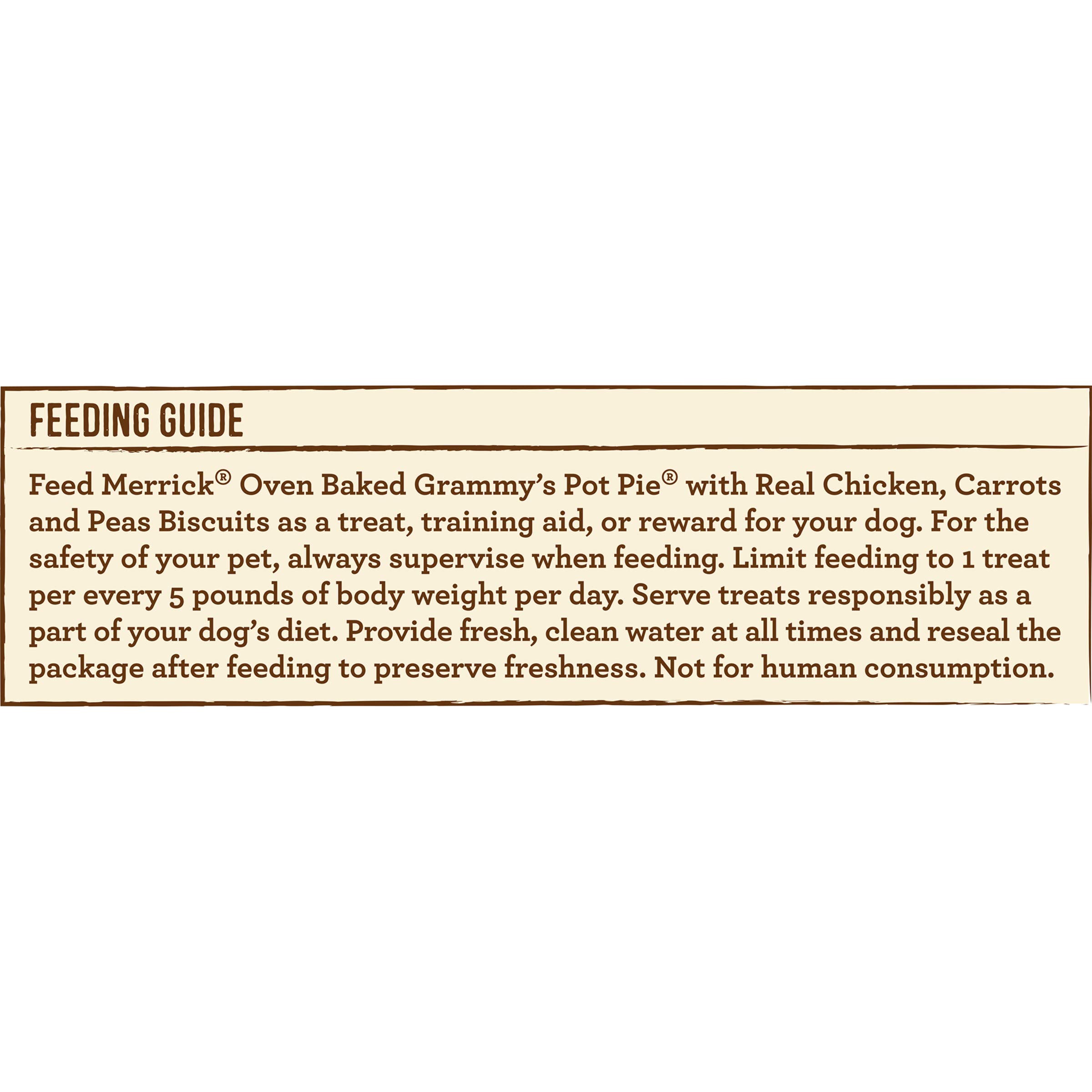 Merrick Oven Baked Natural Crunchy Dog Treats - Grammy’s Pot Pie Flavor with Real Chicken - 11oz Bag - Perfect for Training, Rewards & Dental Health