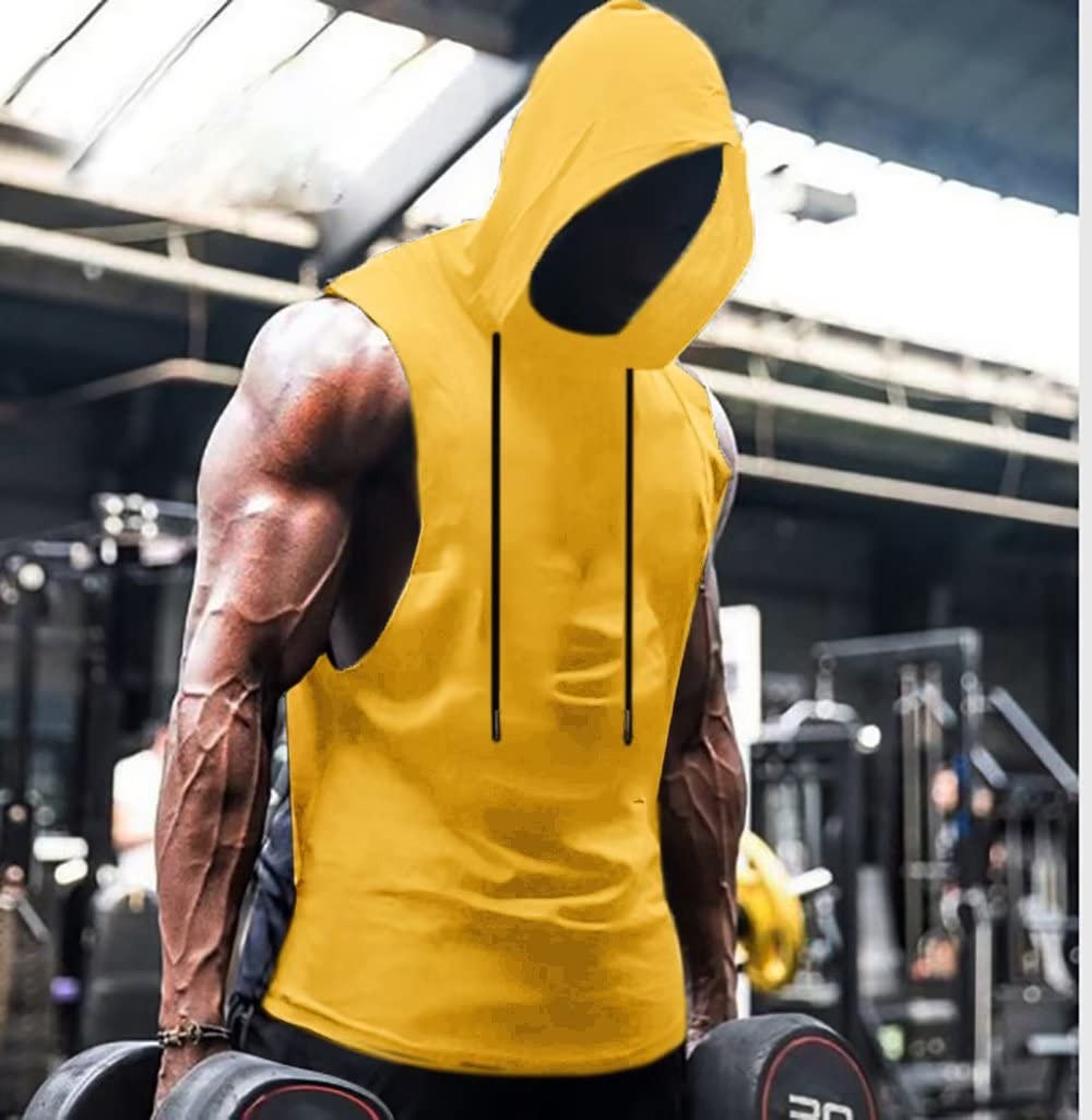 Babioboa Men's Workout Hooded Tank Top - Sleeveless Gym Hoodie for Bodybuilding & Training - Breathable Muscle Shirt for Running, Fitness & Outdoor Sports