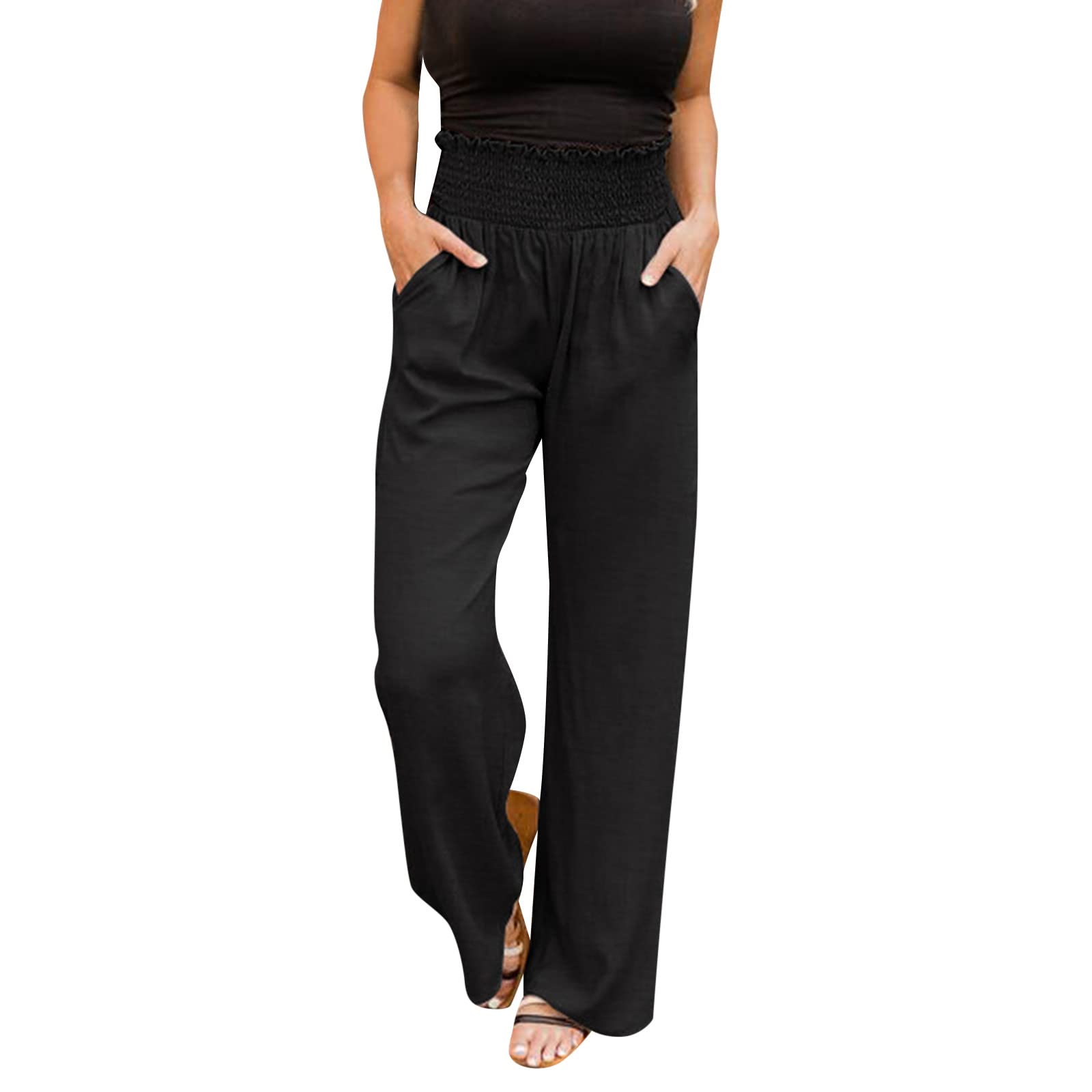 Women's High Waisted Loose Wide Leg Pants for Summer Casual Wear