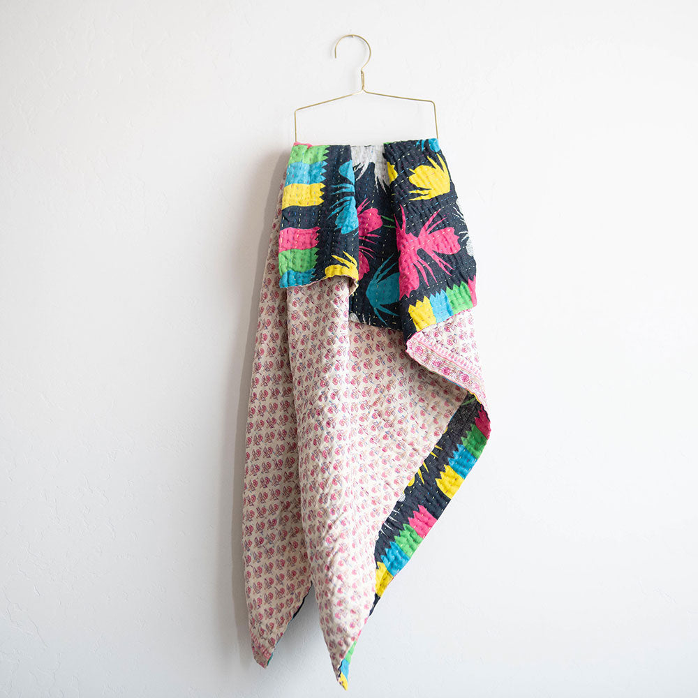 Soft Kantha Baby Blanket CB8953 - Handmade Cotton Swaddle Blanket for Newborns & Infants - Perfect for Nursery, Stroller, and Gift Giving