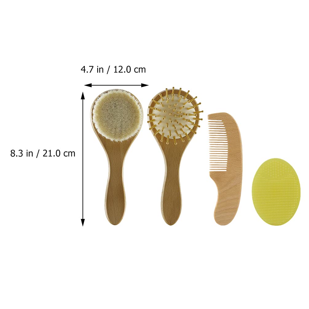 **Wooden Baby Hair Brush & Comb Set - Gentle Newborn Grooming Kit for Soft Hair Care - Perfect for Baby Showers, Bath Time & Daily Infant Hair Care**