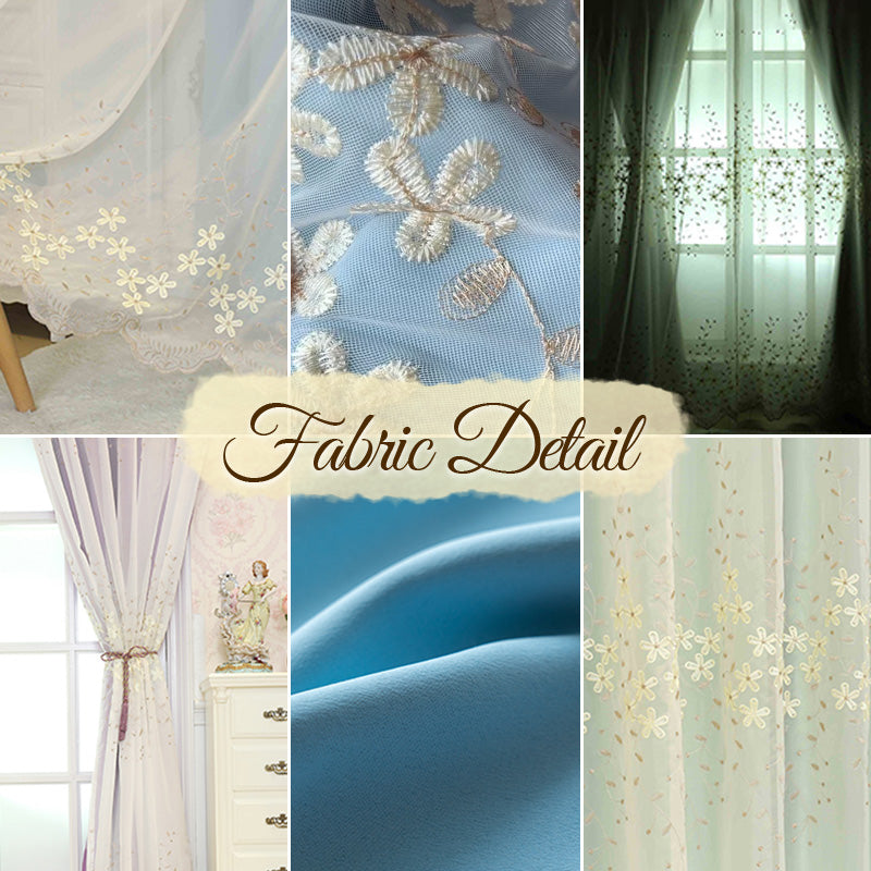 Kyla 2 Layer Blackout Soundproof Curtains with Embroidery - Custom Size for Bedroom & Living Room Noise Reduction
