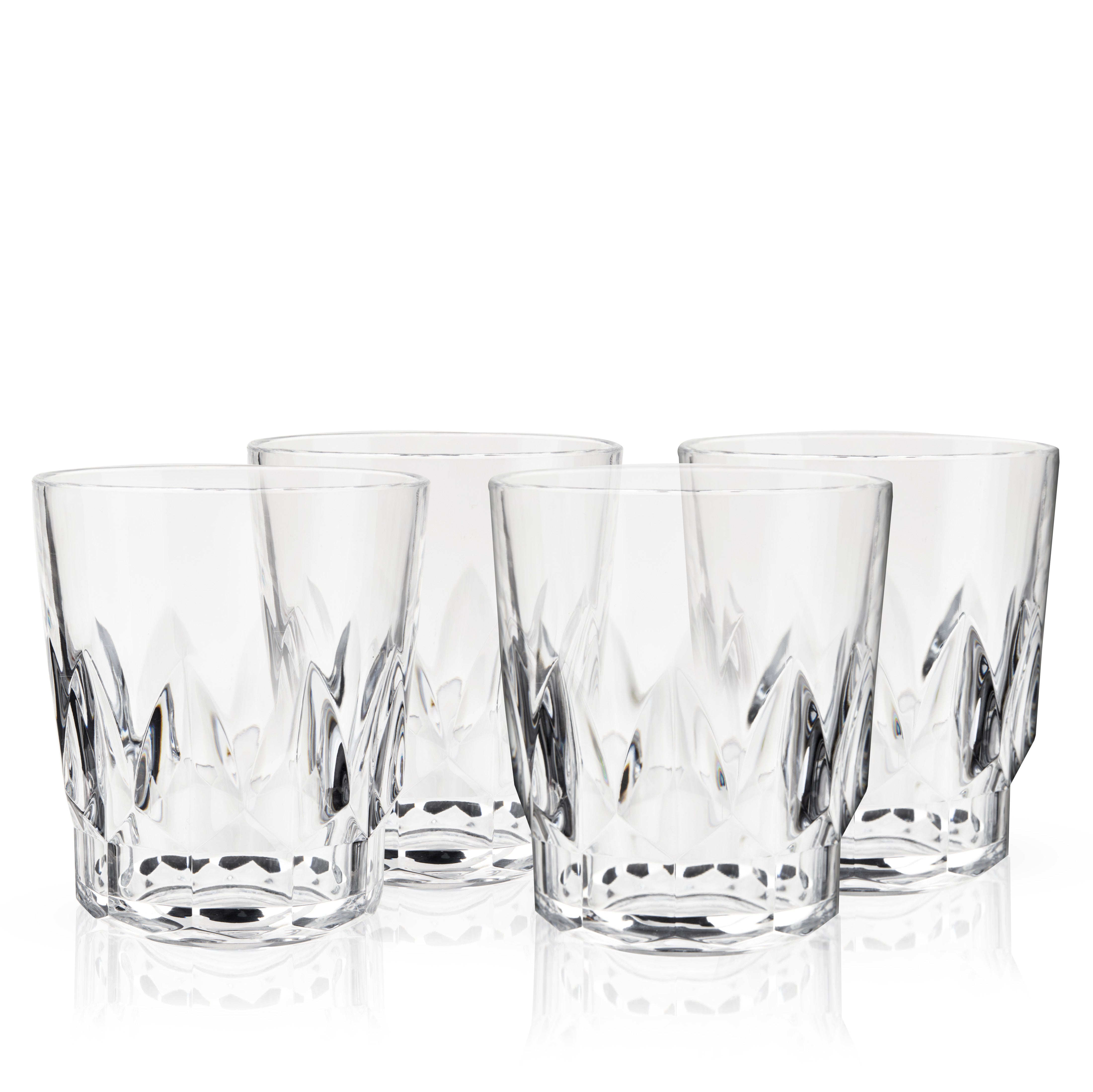 Shatterproof Acrylic Rocks Tumblers Set of 4 - BPA-Free Unbreakable Drinking Glasses for Whiskey, Cocktails & Iced Coffee - Perfect for Outdoor Parties, BBQs & Home Bar Use
