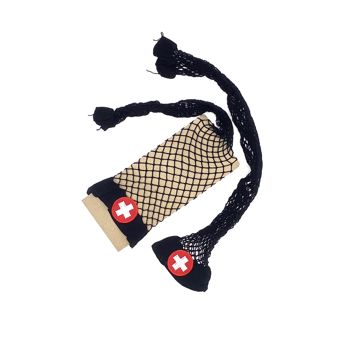 Dzrige Women's Nurse Cosplay Costume - Sexy Fishnet Thigh High Stockings with Elastic Band, Black - Perfect for Halloween, Role Play, and Costume Parties