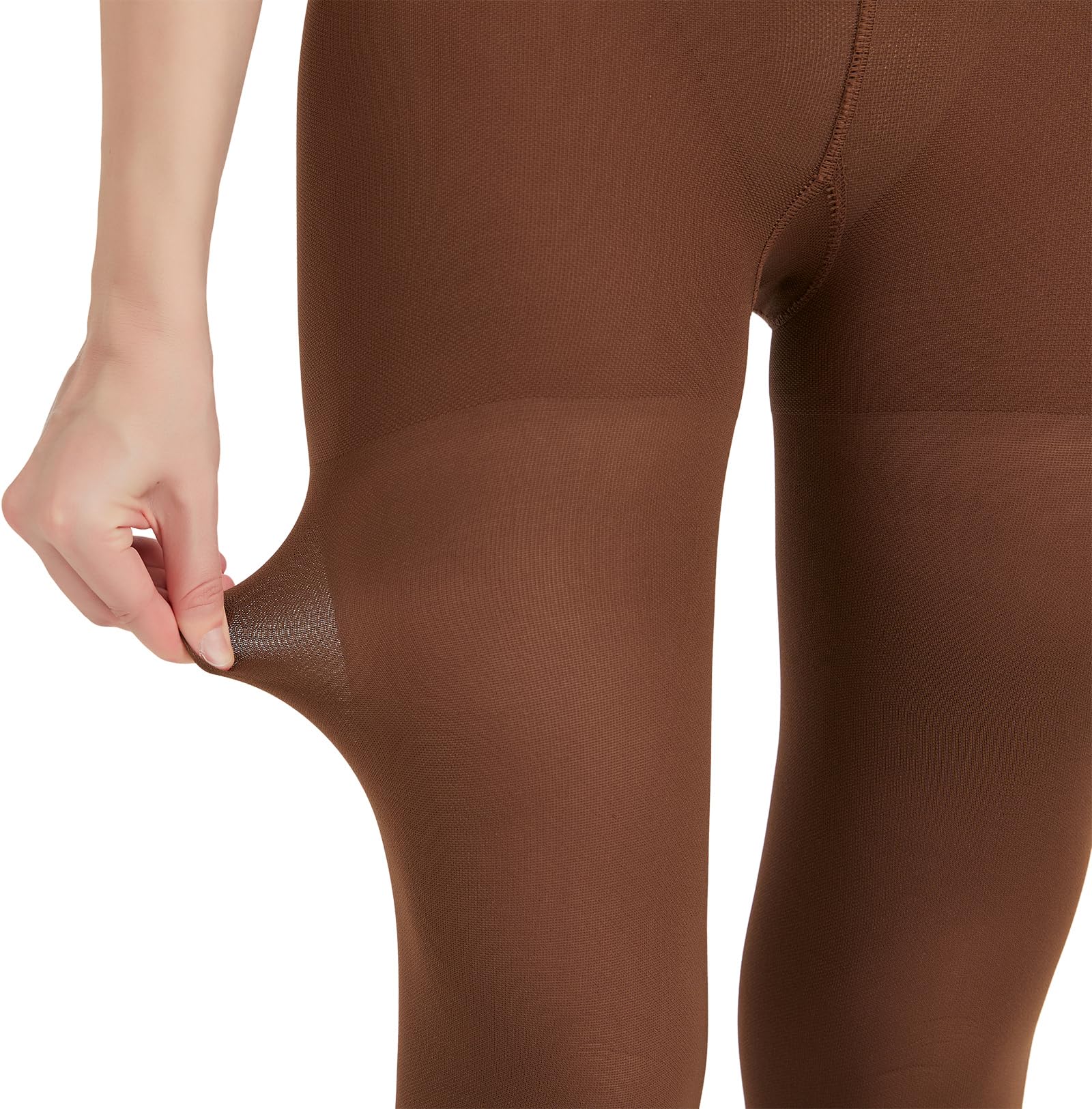 MGANG Medical Compression Stockings for Women & Men - 15-20mmHg Graduated Support Tights, Open Toe, Opaque Waist-High for Edema, Varicose Veins, DVT & Travel - Ideal for Nurses, Pregnant Women & Long Flights (Brown)