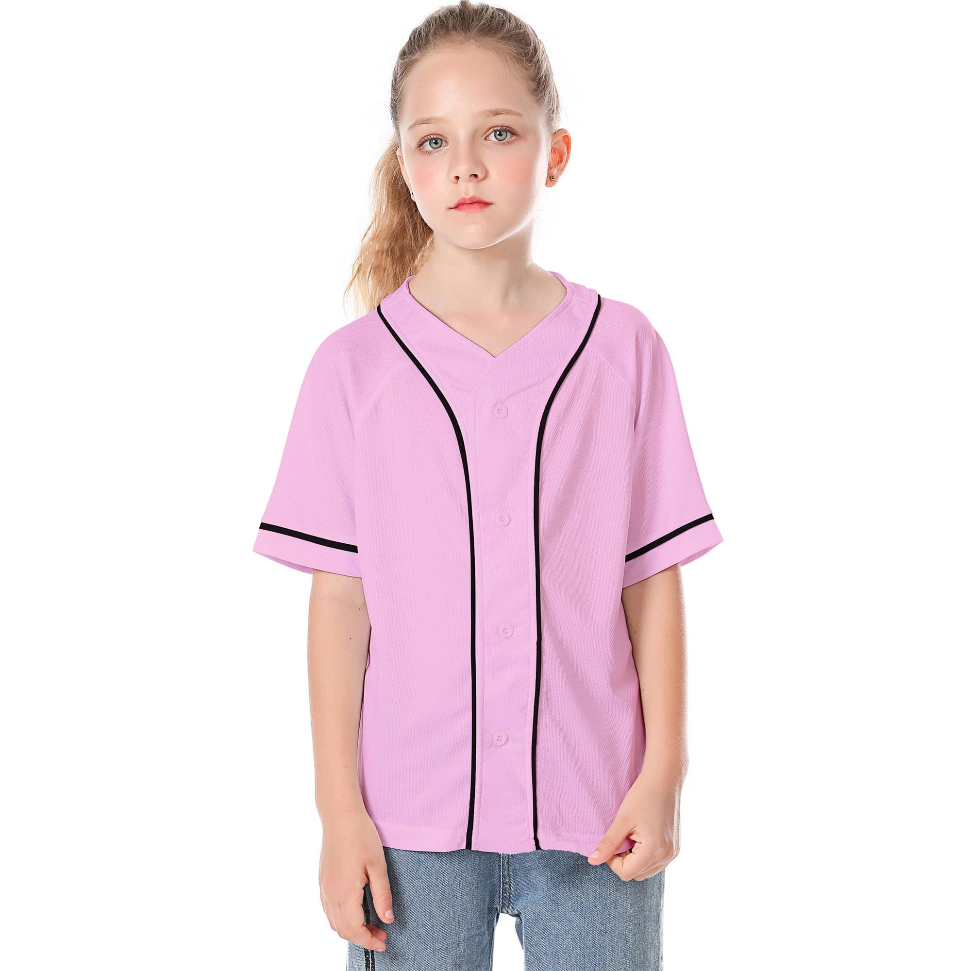 Trendy Kids Baseball Jersey Button T-Shirt - Boys & Girls Short Sleeve Hip Hop Tee in Black & White | Perfect for Baseball Games, Hip Hop Fashion & Casual Wear