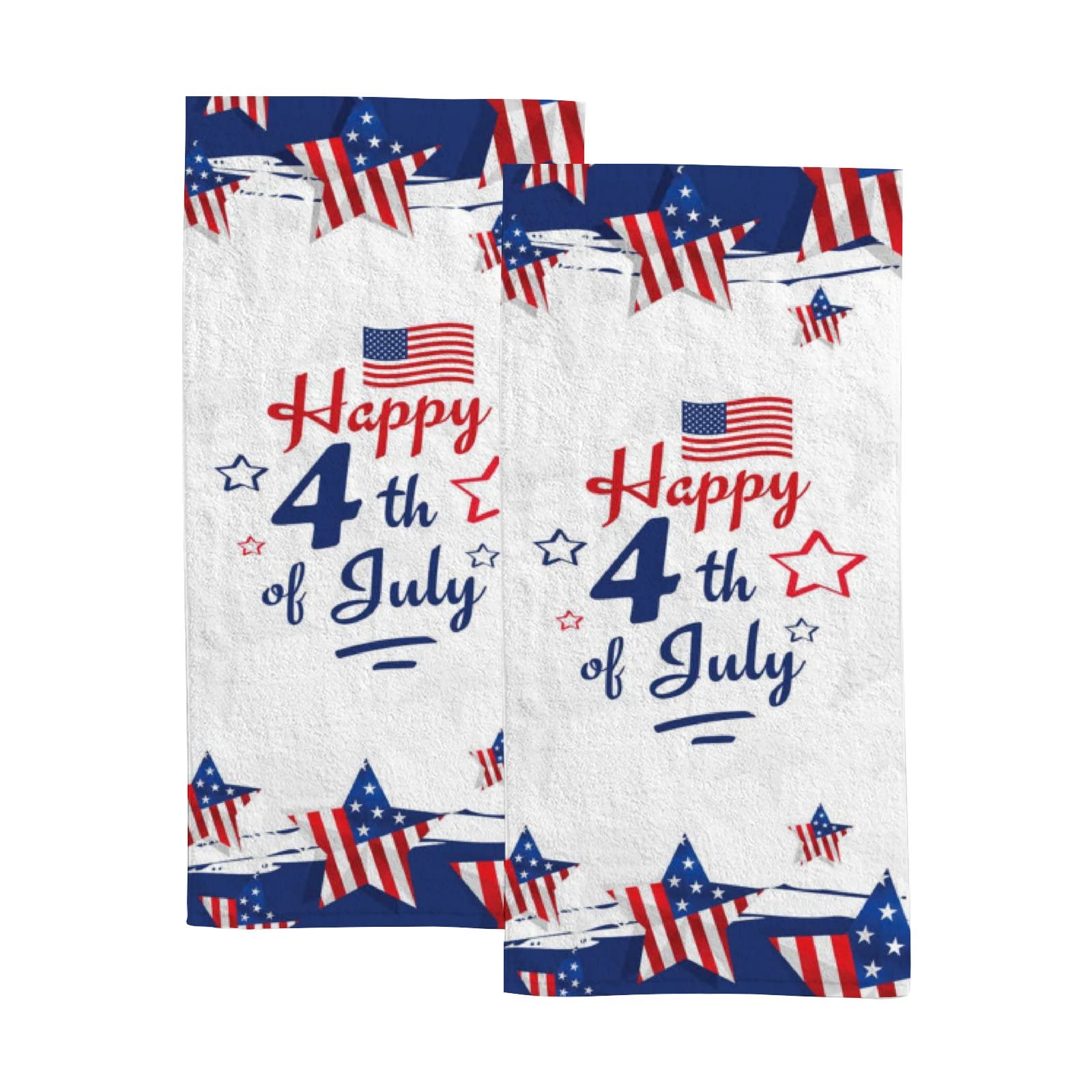 Vantaso 2-Pack Patriotic Hand Towels - Soft, Absorbent Kitchen & Bath Towels for Home, Hotel, Gym, Spa - Perfect for 4th of July Decor, Dish Drying & Hand Wiping