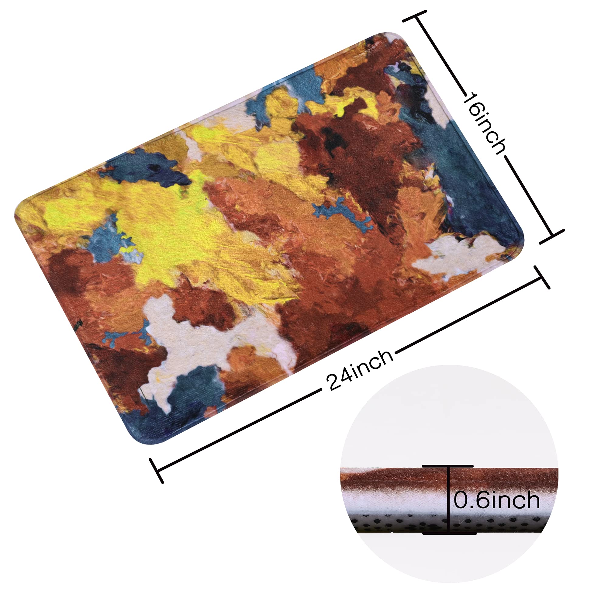 LIVILAN Abstract Oil Painting Bathroom Rug - Non-Slip Ultra Soft Memory Foam Bath Mat, Water Absorbent Quick Dry Machine Washable, 24x16 Inches - Perfect for Bathroom, Shower, Vanity & Spa Decor