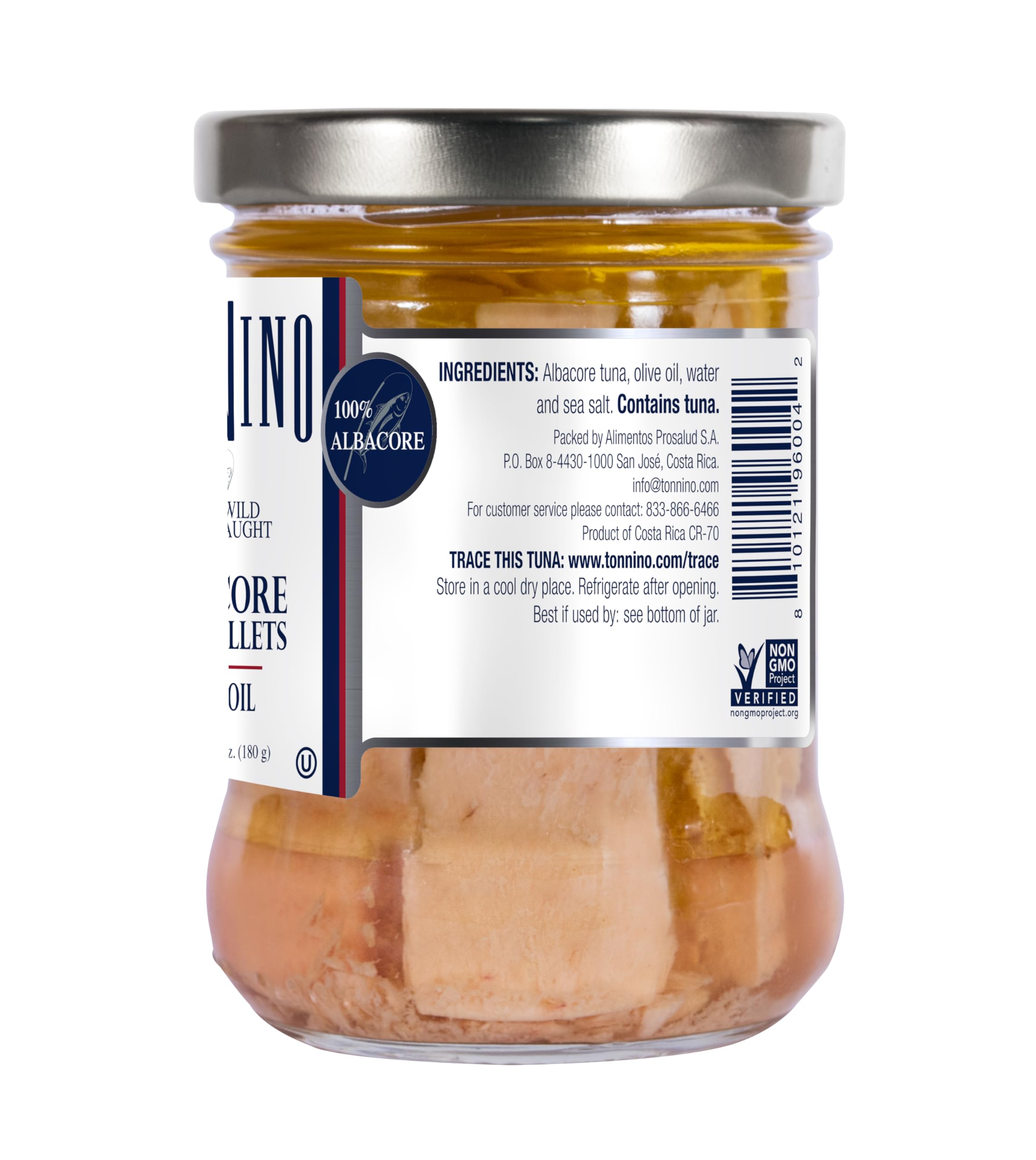 Tonnino Albacore Tuna in Olive Oil 6.3oz (6-Pack) | High Protein, Omega-3 Rich, Gluten-Free & Kosher | Ready-to-Eat Tuna Packets for Salads, Sandwiches & Healthy Meals | Sustainable Pole & Line Caught | Perfect for Keto, Paleo & On-the-Go Lunches