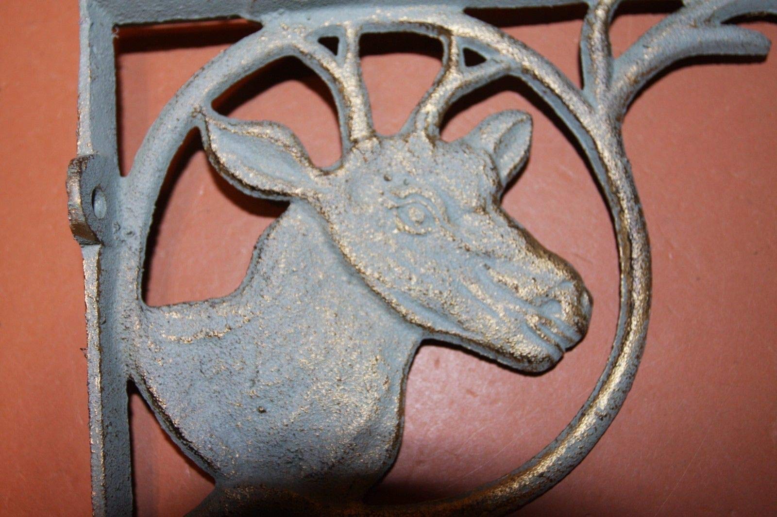 Deer Antler Wall Mount Decor - Set of 6 Cast Iron Shelf Brackets & Key Hooks for Rustic Cabin, Hunting Lodge, or Western Home Decor | Durable Deer Hunter Themed Storage Solution